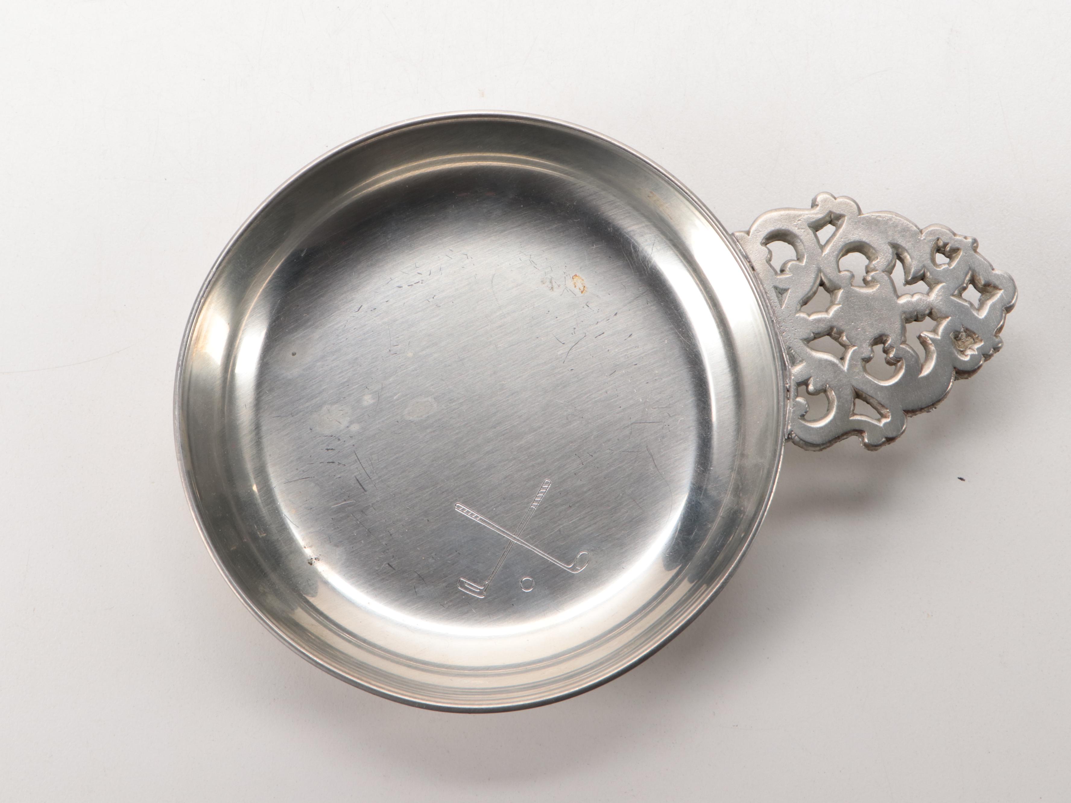 Quimper Faïence "Soleil Yellow" Tableware with Woodbury Pewter Porringer