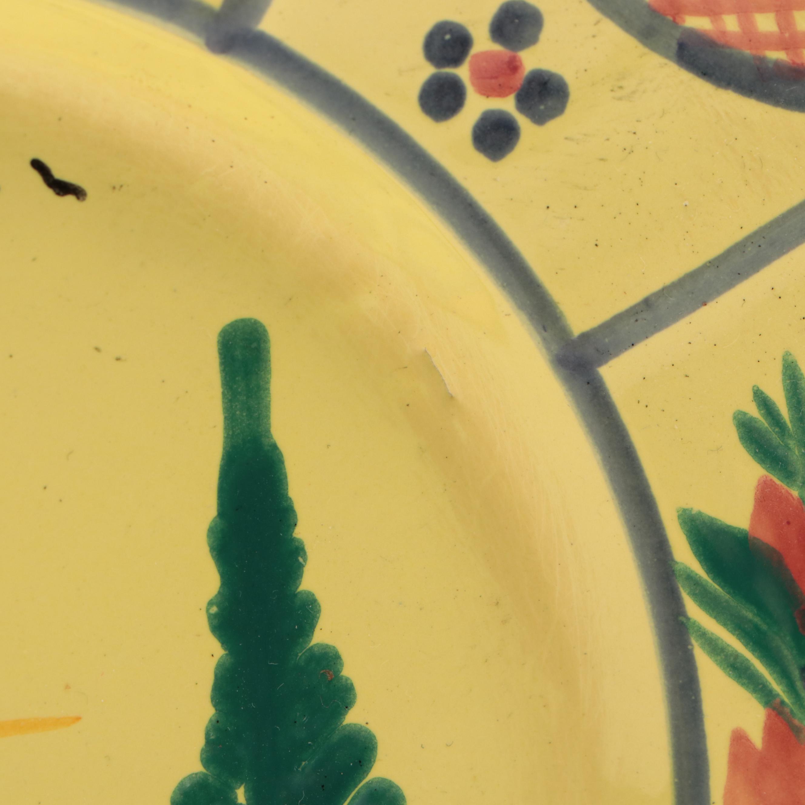 Quimper Faïence "Soleil Yellow" Tableware with Woodbury Pewter Porringer