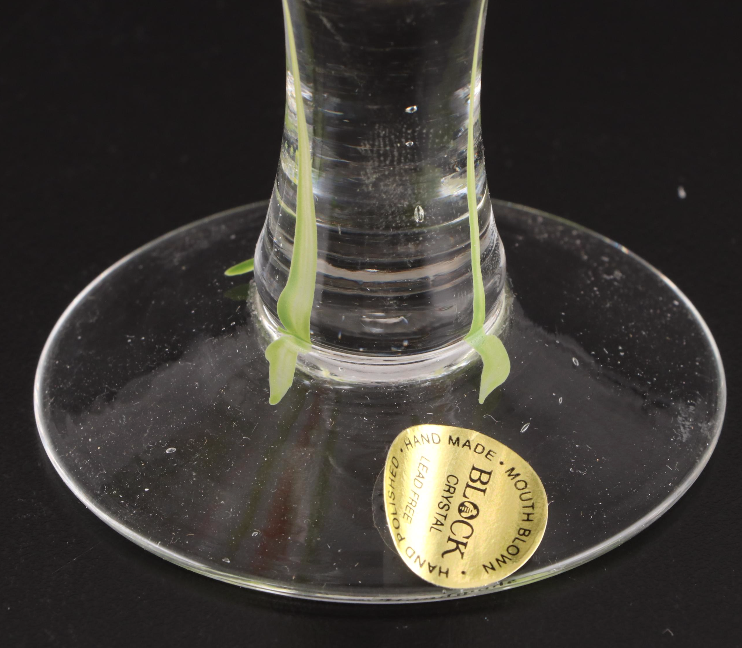 Block "Tropical Lilies" Hand-Painted Crystal Iced Tea Glasses