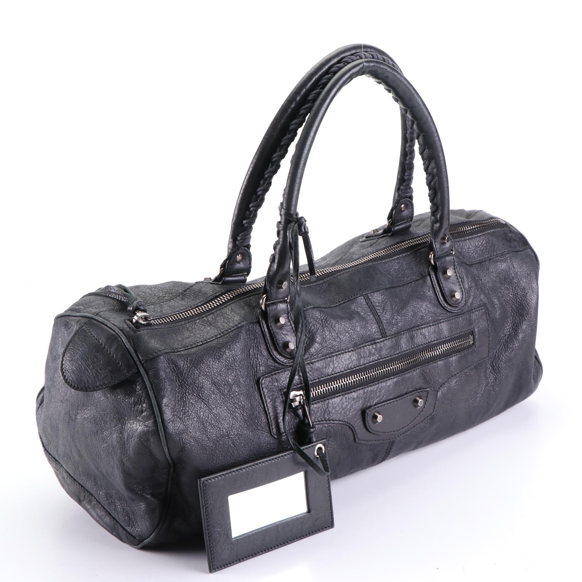 Balenciaga Classic Polo Squash Bag in Black Leather
