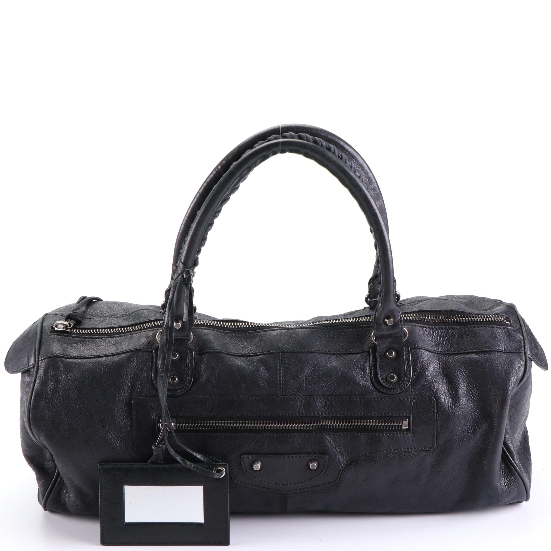 Balenciaga Classic Polo Squash Bag in Black Leather