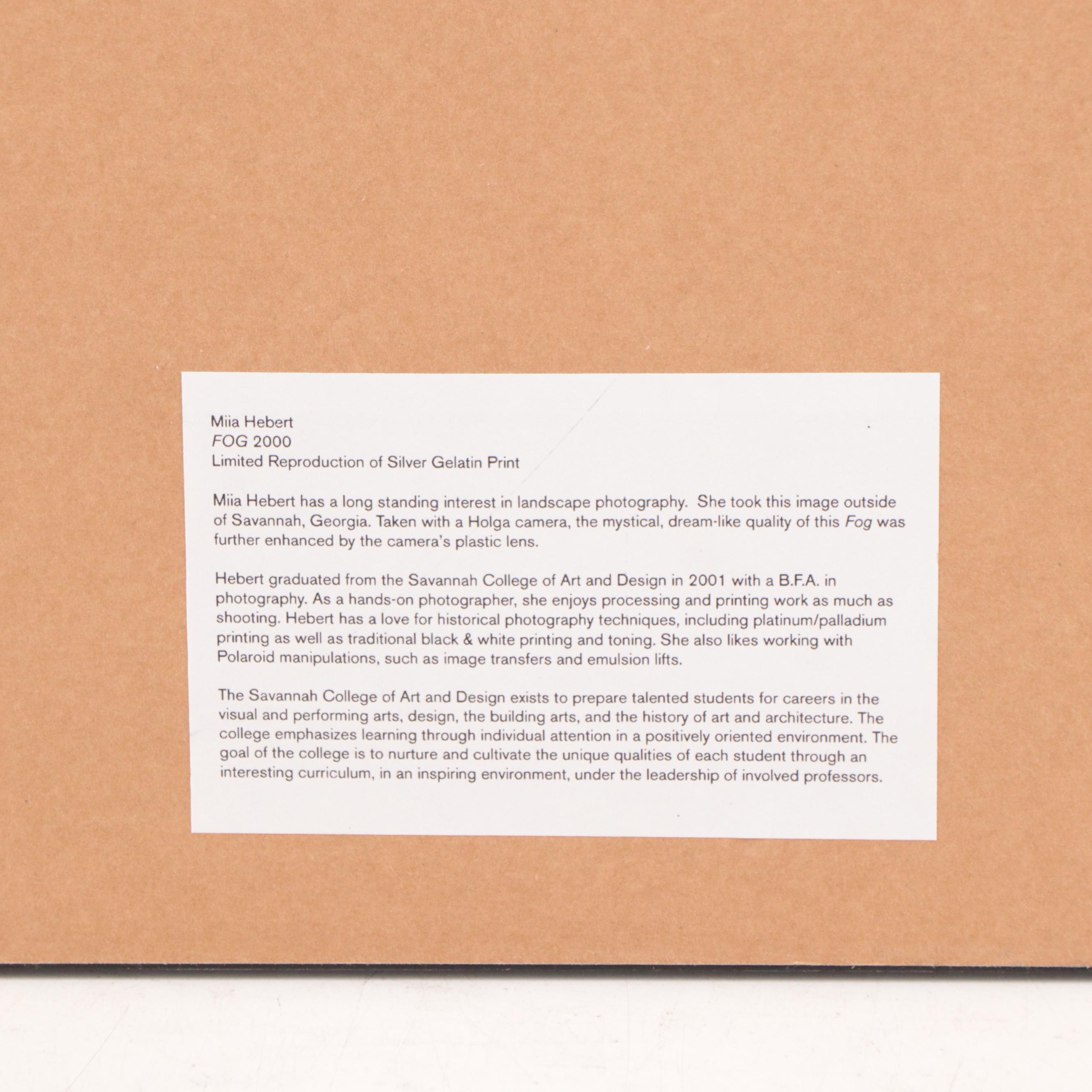 Miia Hebert Offset Lithograph of Foggy Landscape "FOG 2000"