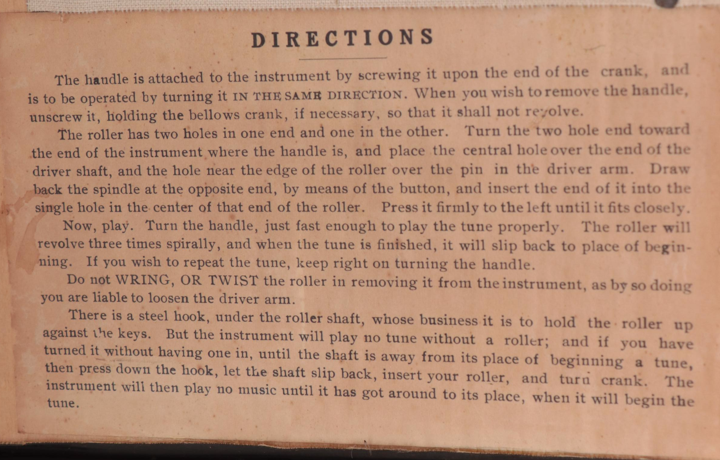 Autophone Company "The Gem" Roller Organ, Circa 1934