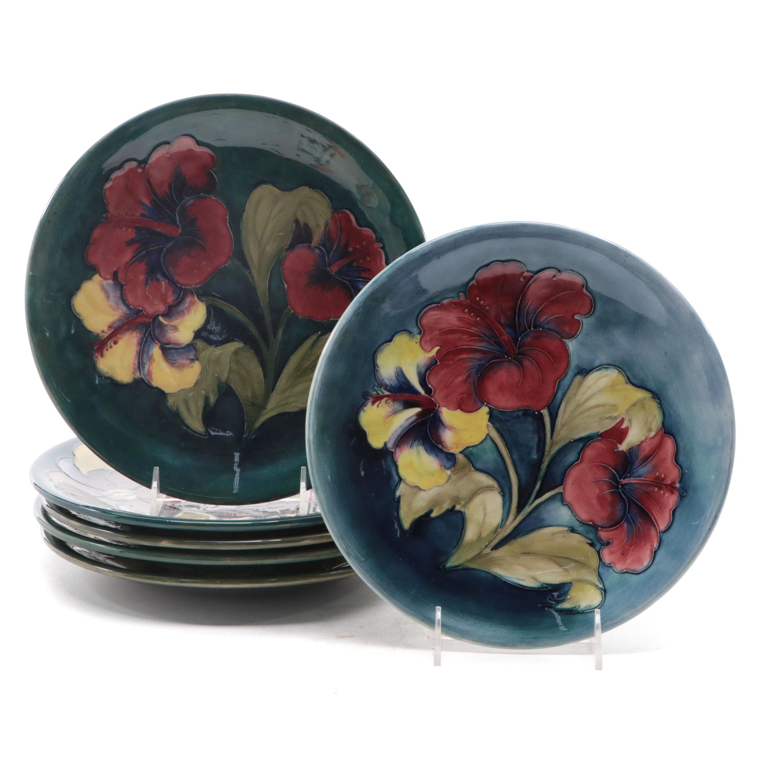 Moorcroft Pottery Hibiscus Earthenware Plates