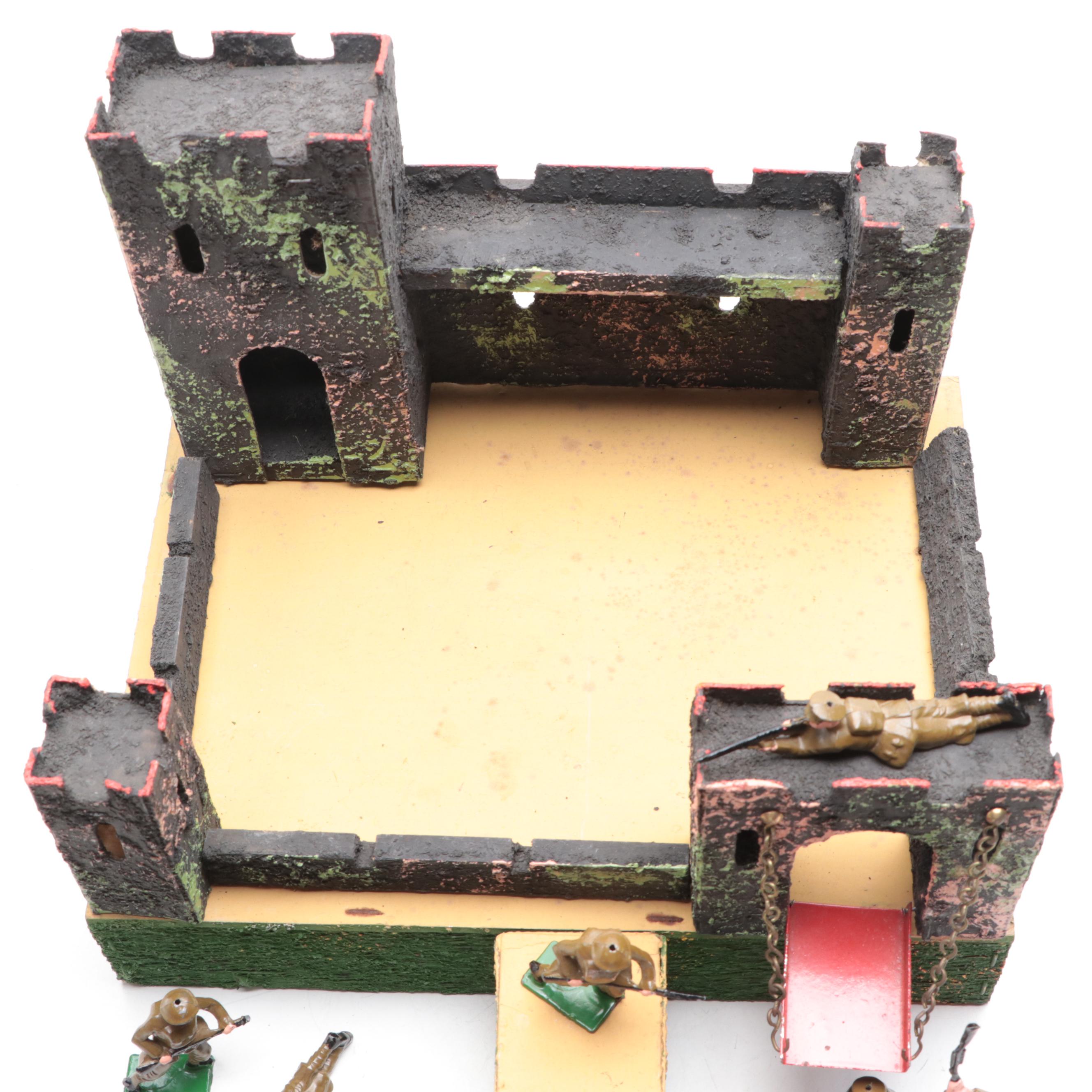 Dinky Toys British World War I Themed Toy Soldiers and Fortress, Mid-20th C