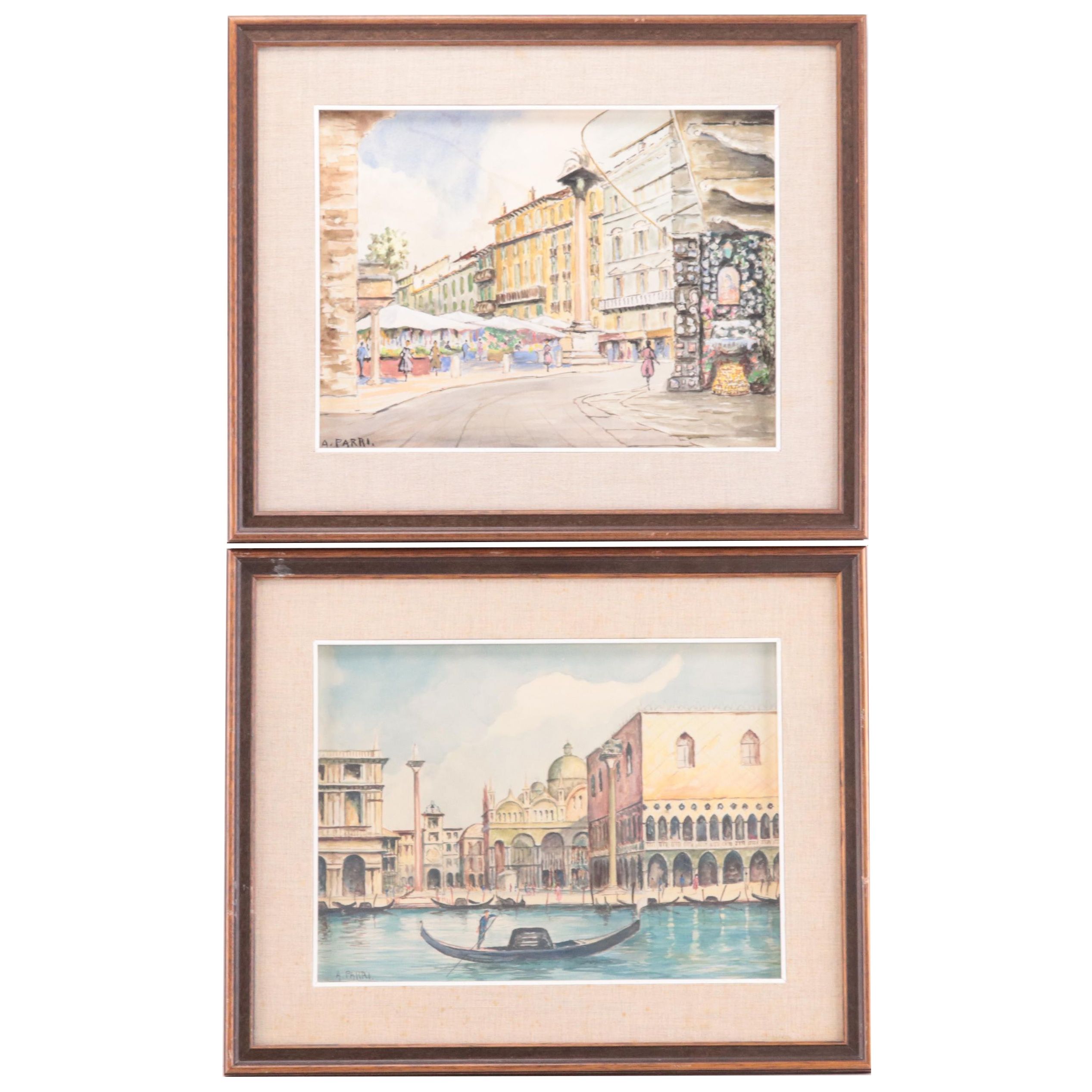A. Parri Cityscape Watercolor Paintings