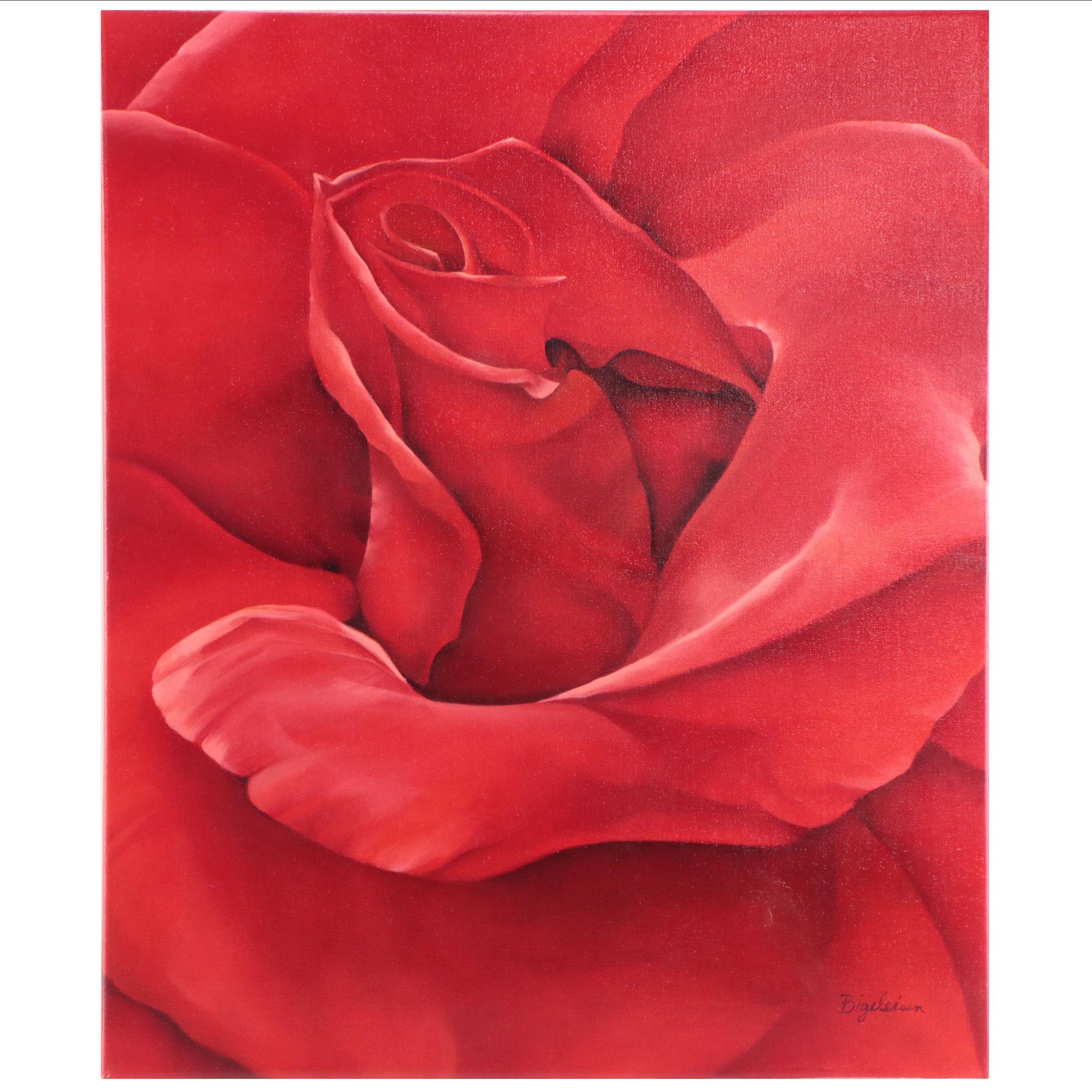 Deborah Bigeleisen Oil Painting of Flower, 21st Century