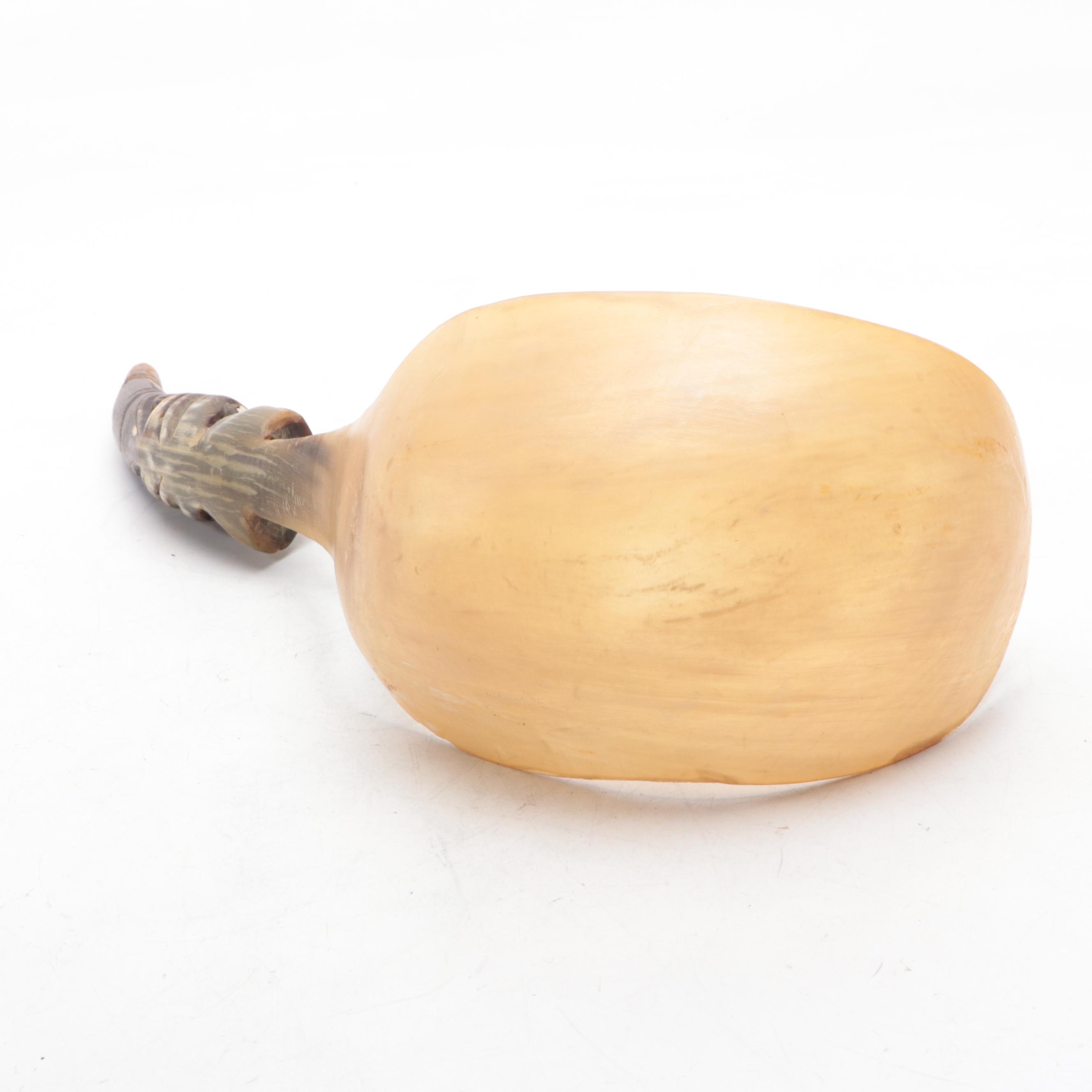 Tlingit or Haida Carved Ladle and Iroquois Brass-Mounted Pine Mask