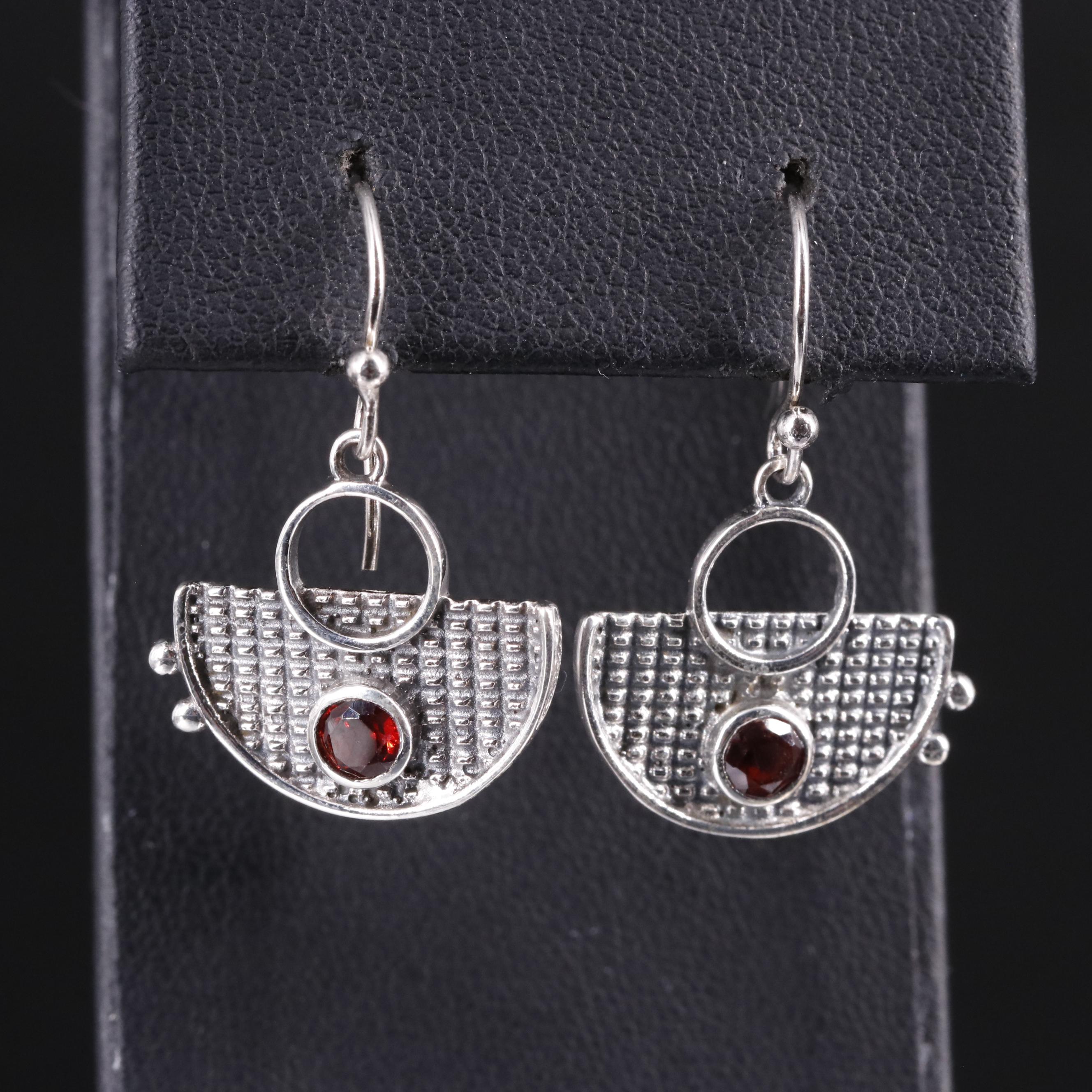 Sterling Garnet Dangle Earrings