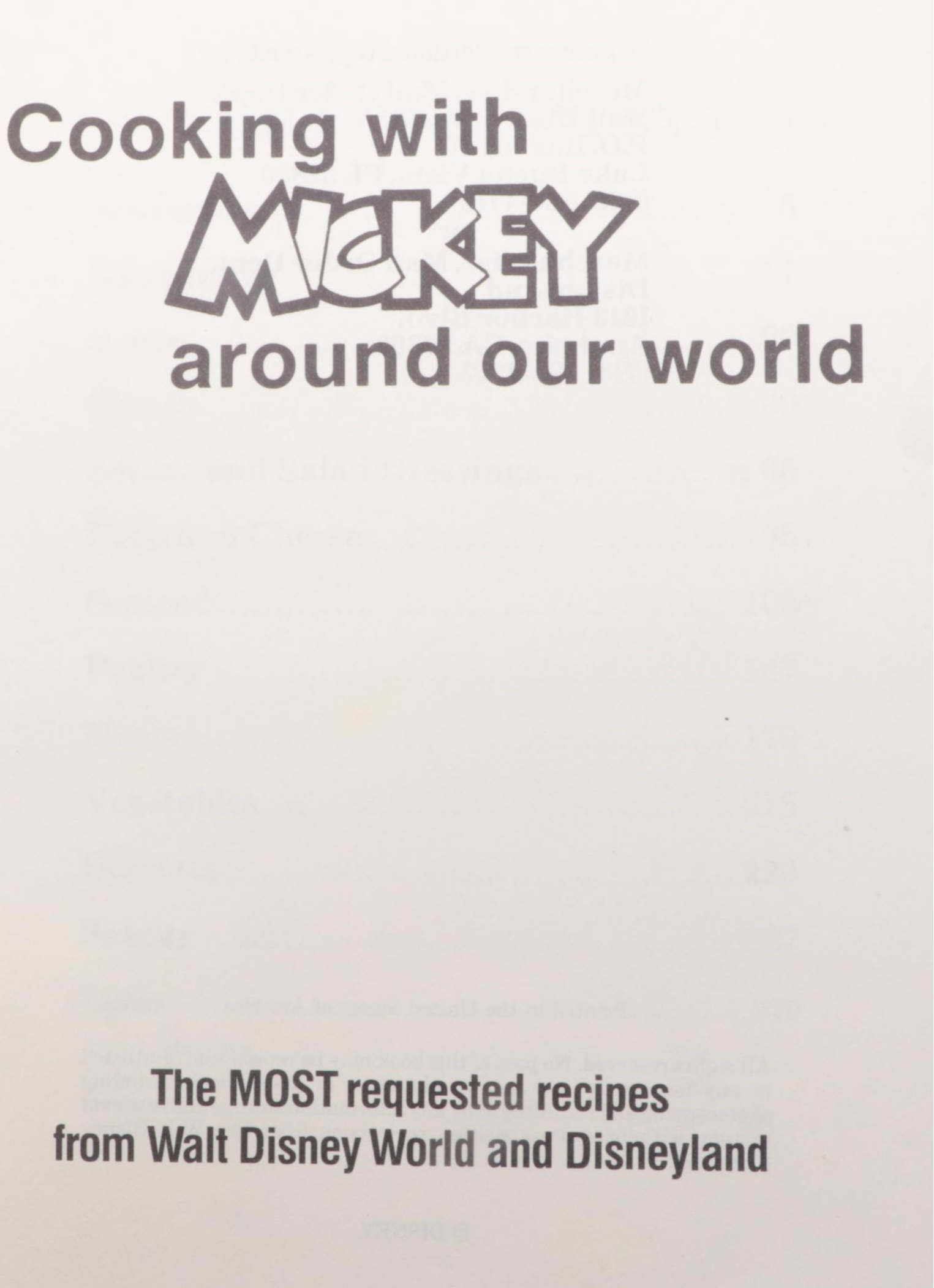 "Cooking with Mickey Around Our World" Cookbook, circa 1987
