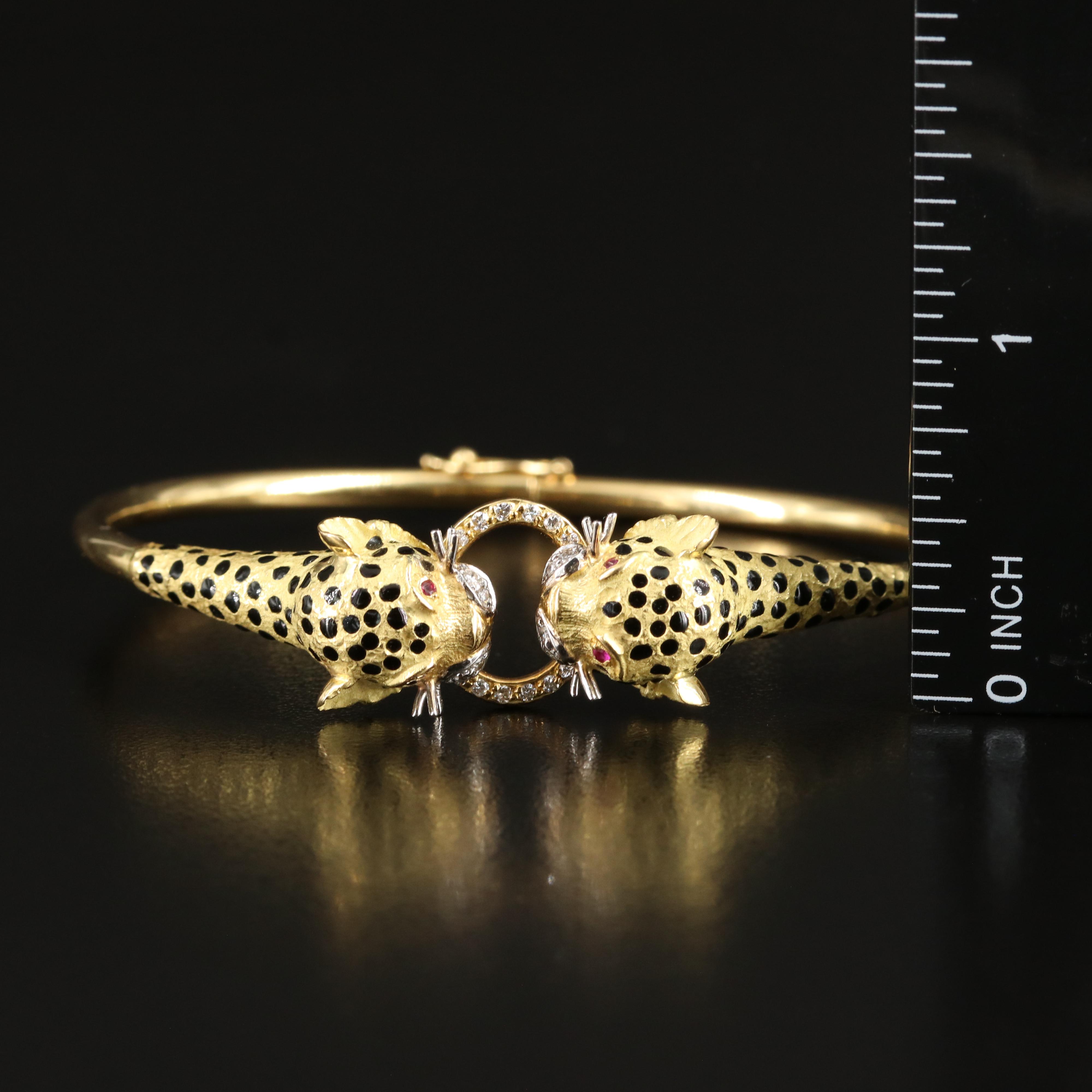 Ramon 18K Diamond, Ruby and Enamel Leopard Jewelry Set