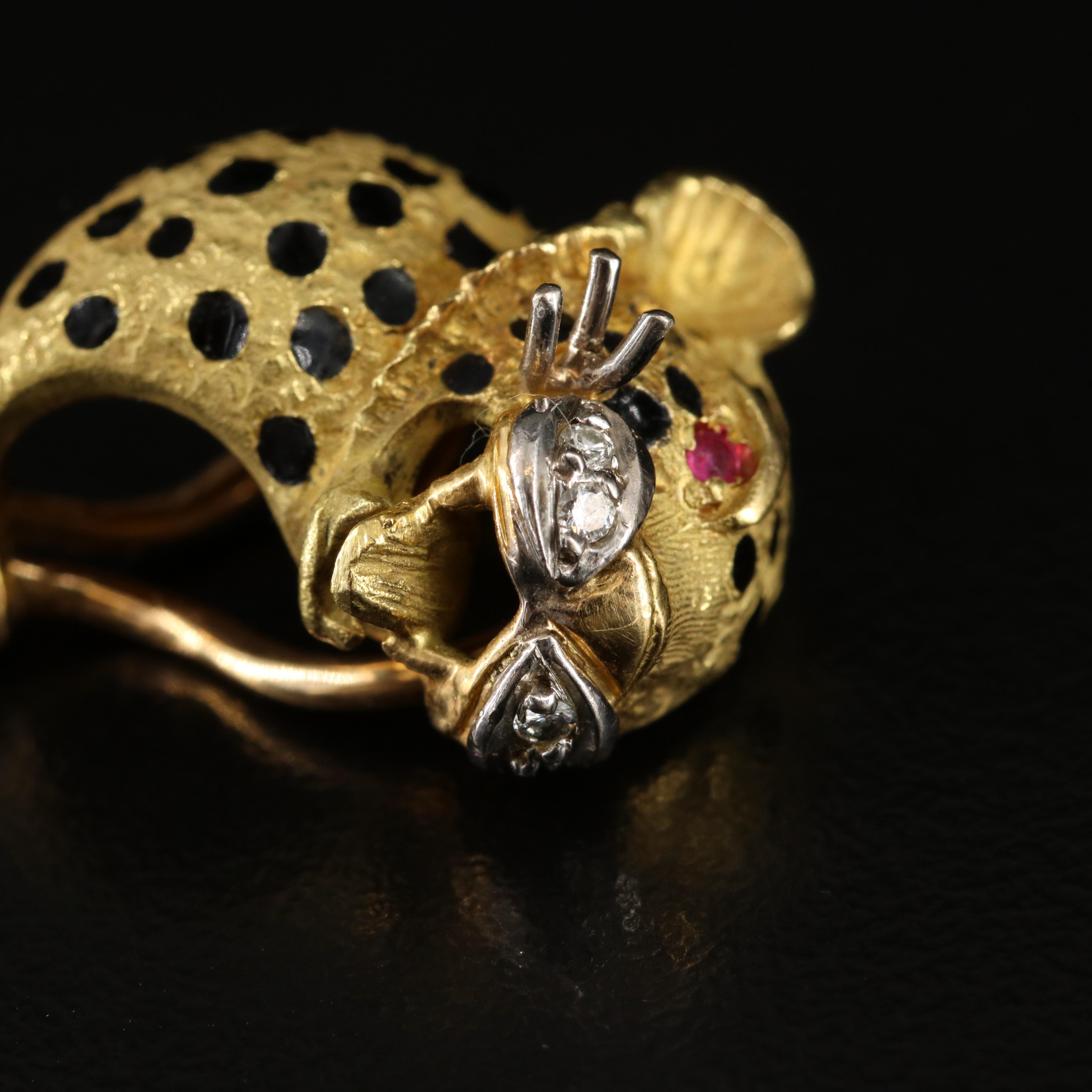 Ramon 18K Diamond, Ruby and Enamel Leopard Jewelry Set