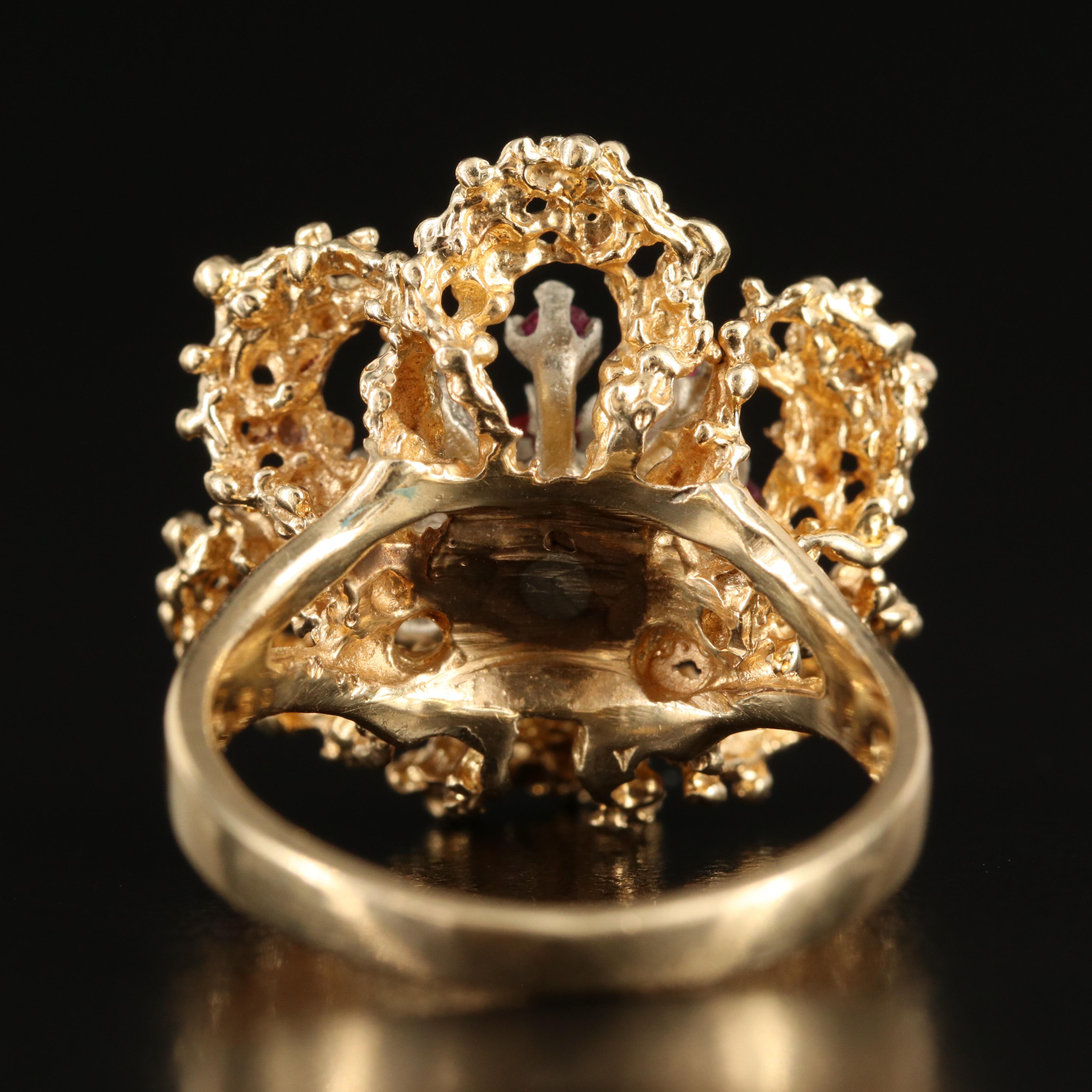 Vintage 14K Ruby Flower Ring