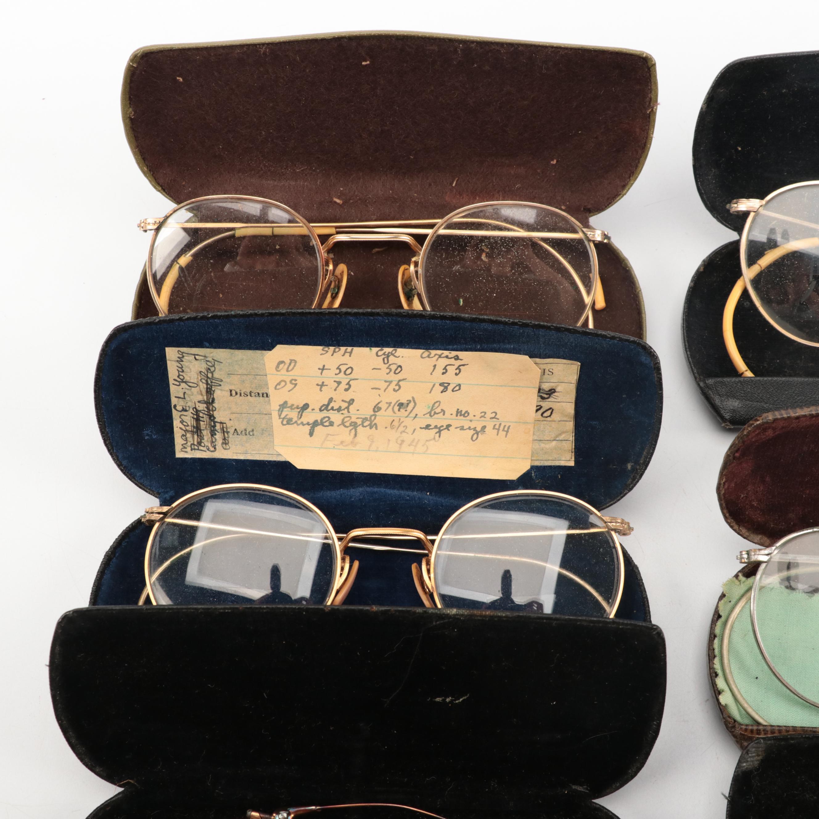 Pince-Nez with Wire-Framed Eyeglass and Bi-Focal Collection
