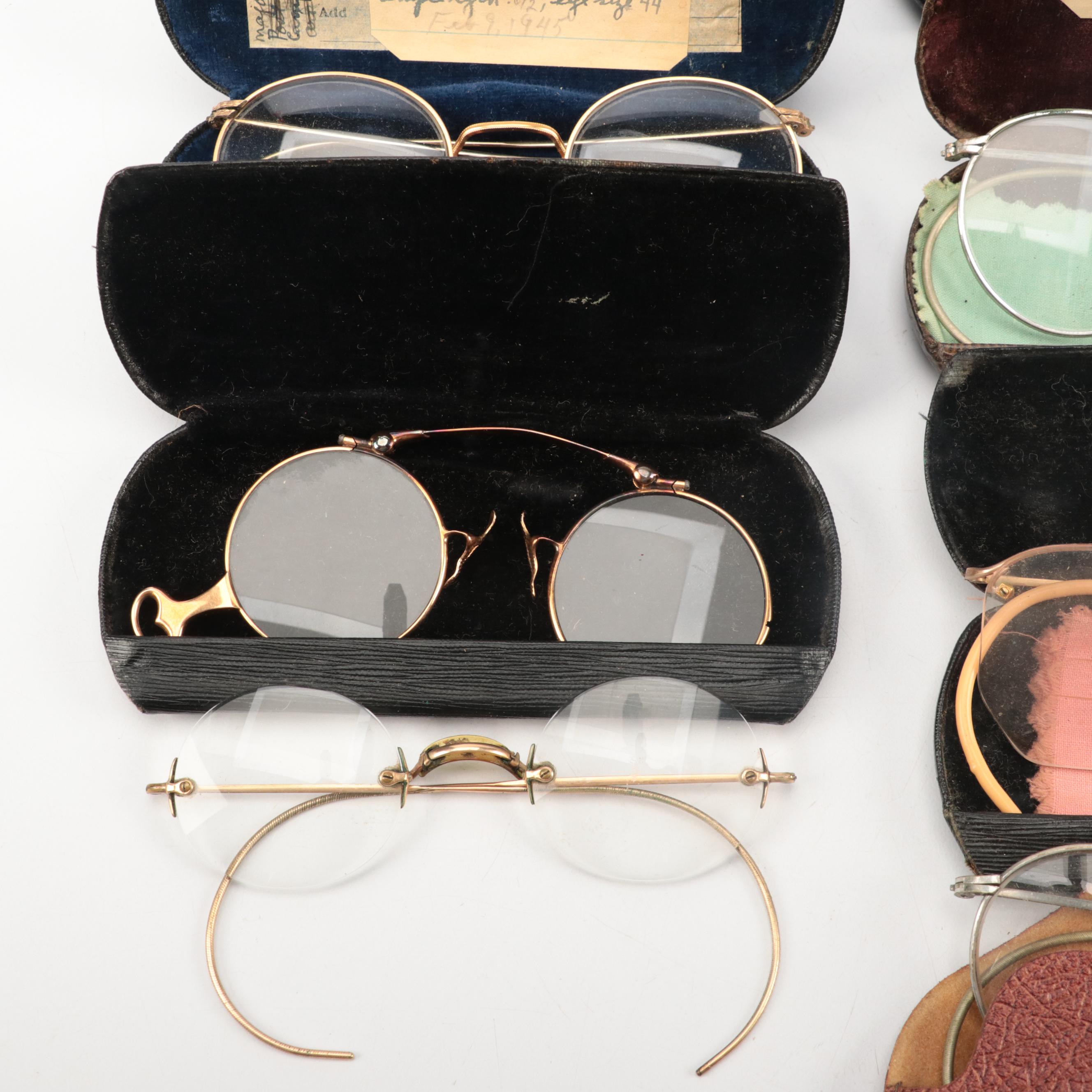 Pince-Nez with Wire-Framed Eyeglass and Bi-Focal Collection
