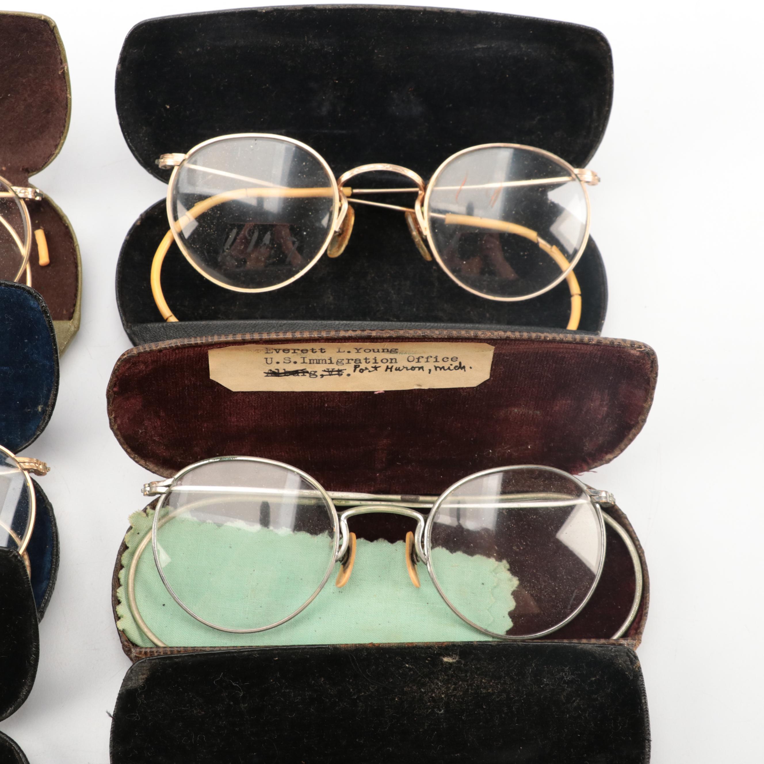 Pince-Nez with Wire-Framed Eyeglass and Bi-Focal Collection