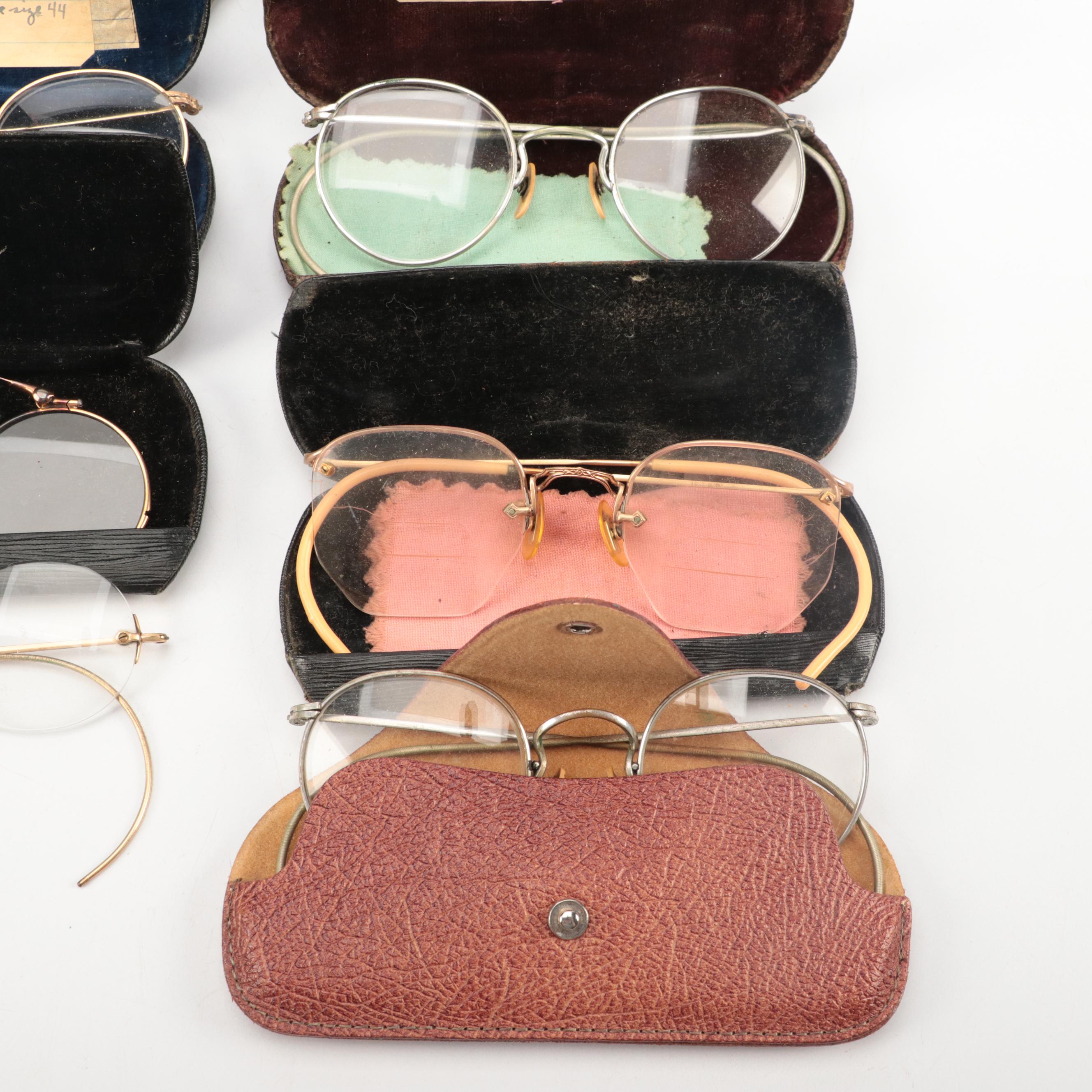 Pince-Nez with Wire-Framed Eyeglass and Bi-Focal Collection