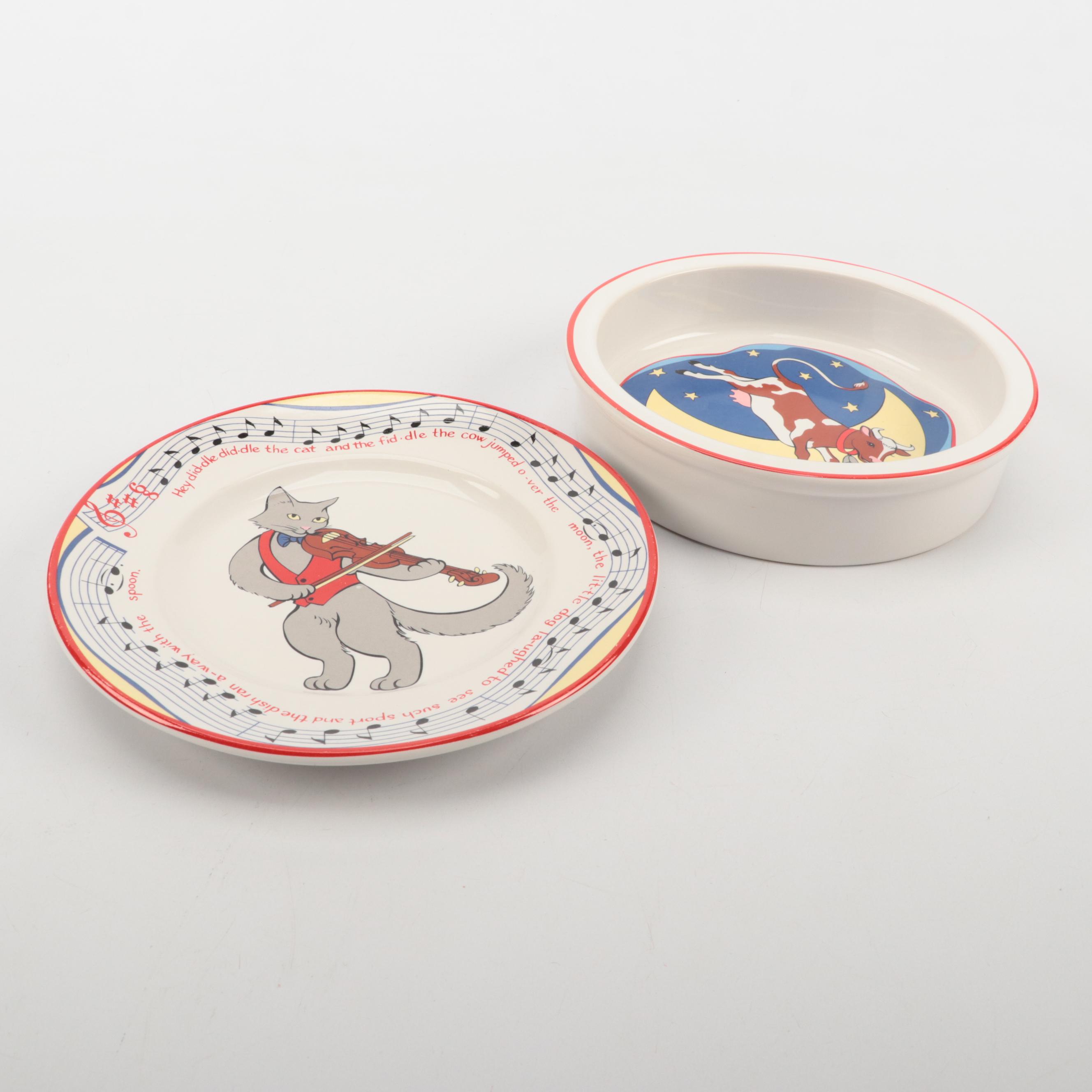 Tiffany & Co. "Hey Diddle Diddle" Ceramic Child's Dinnerware Set