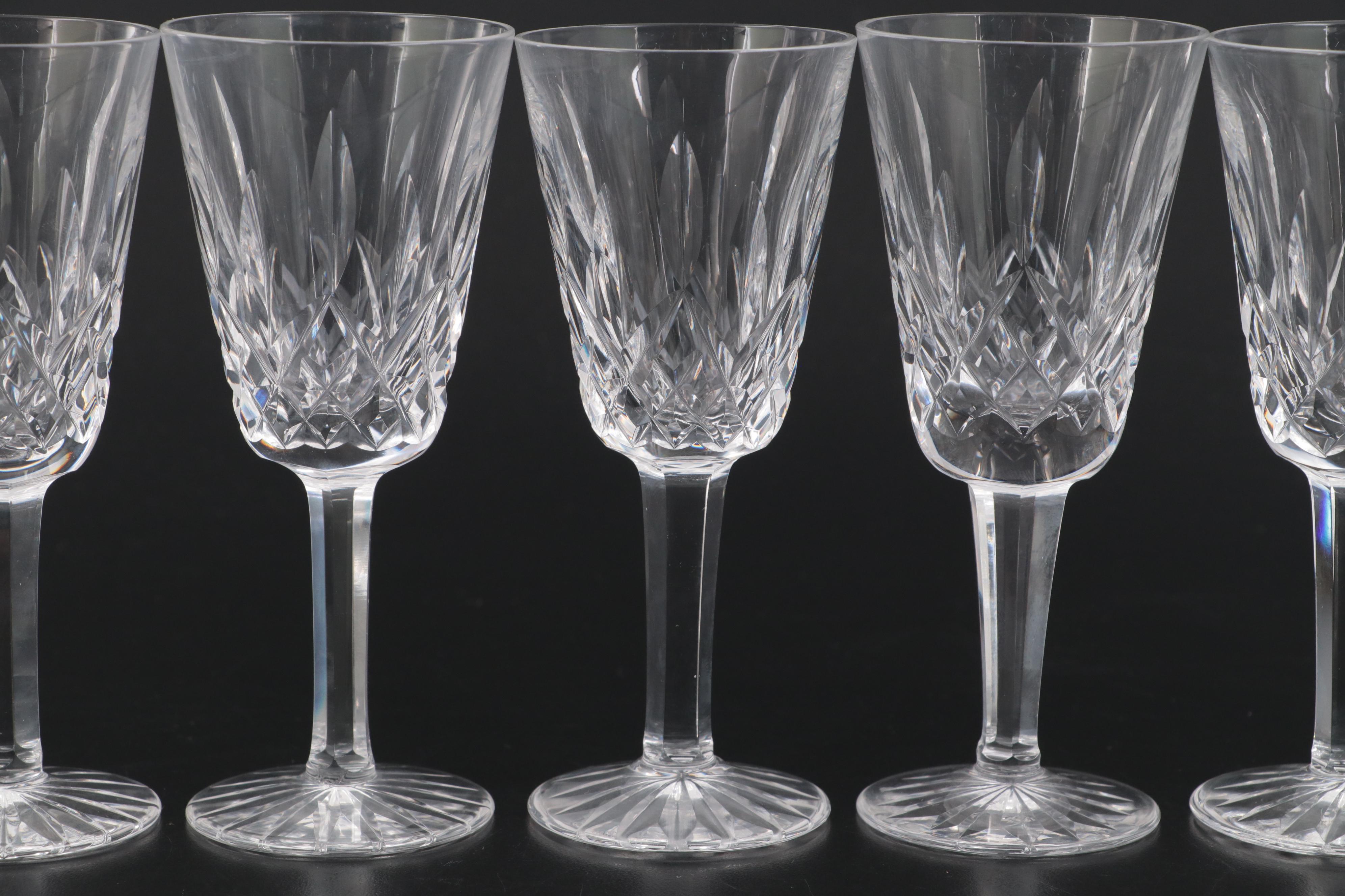 Waterford "Lismore" Crystal Sherry and Wine Glasses