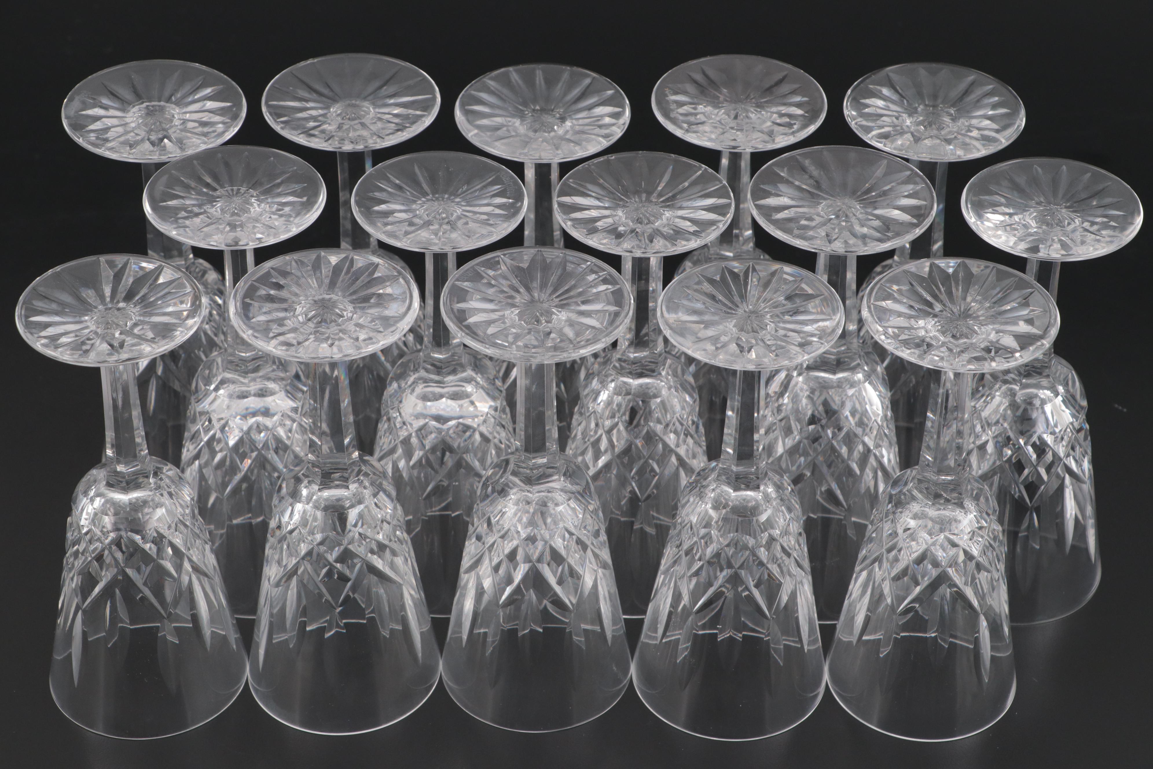 Waterford "Lismore" Crystal Sherry and Wine Glasses