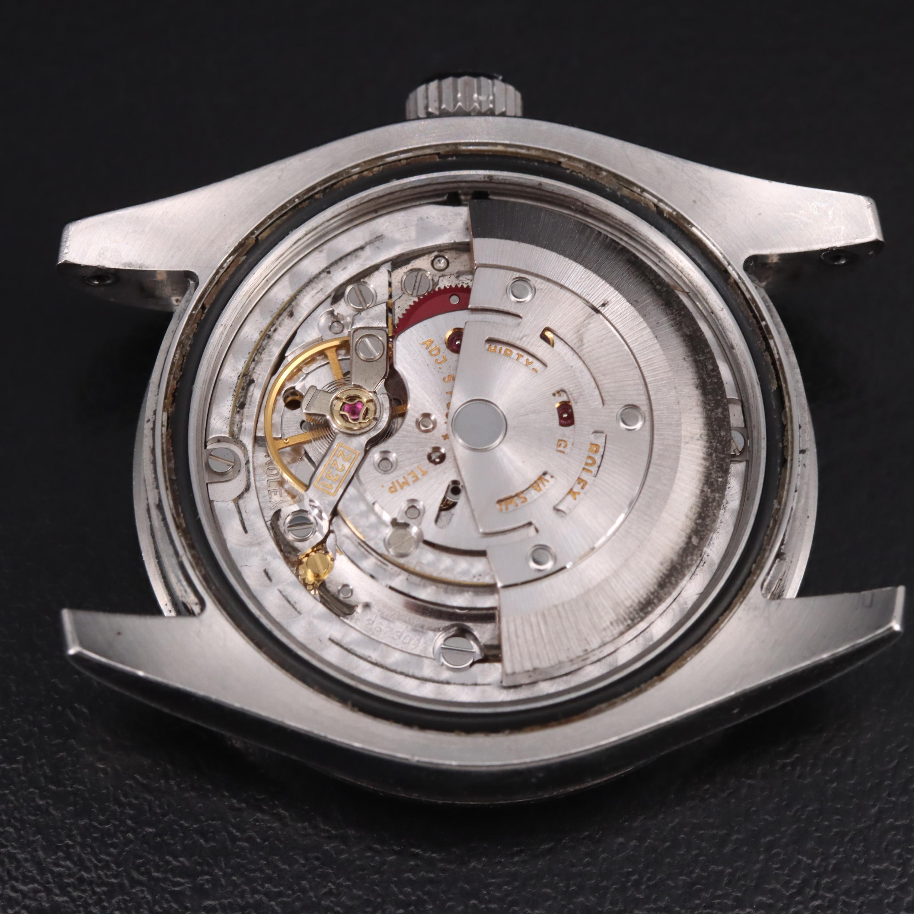 Rolex Oyster Perpetual Black Arabic and Blue Markers Dial Watch