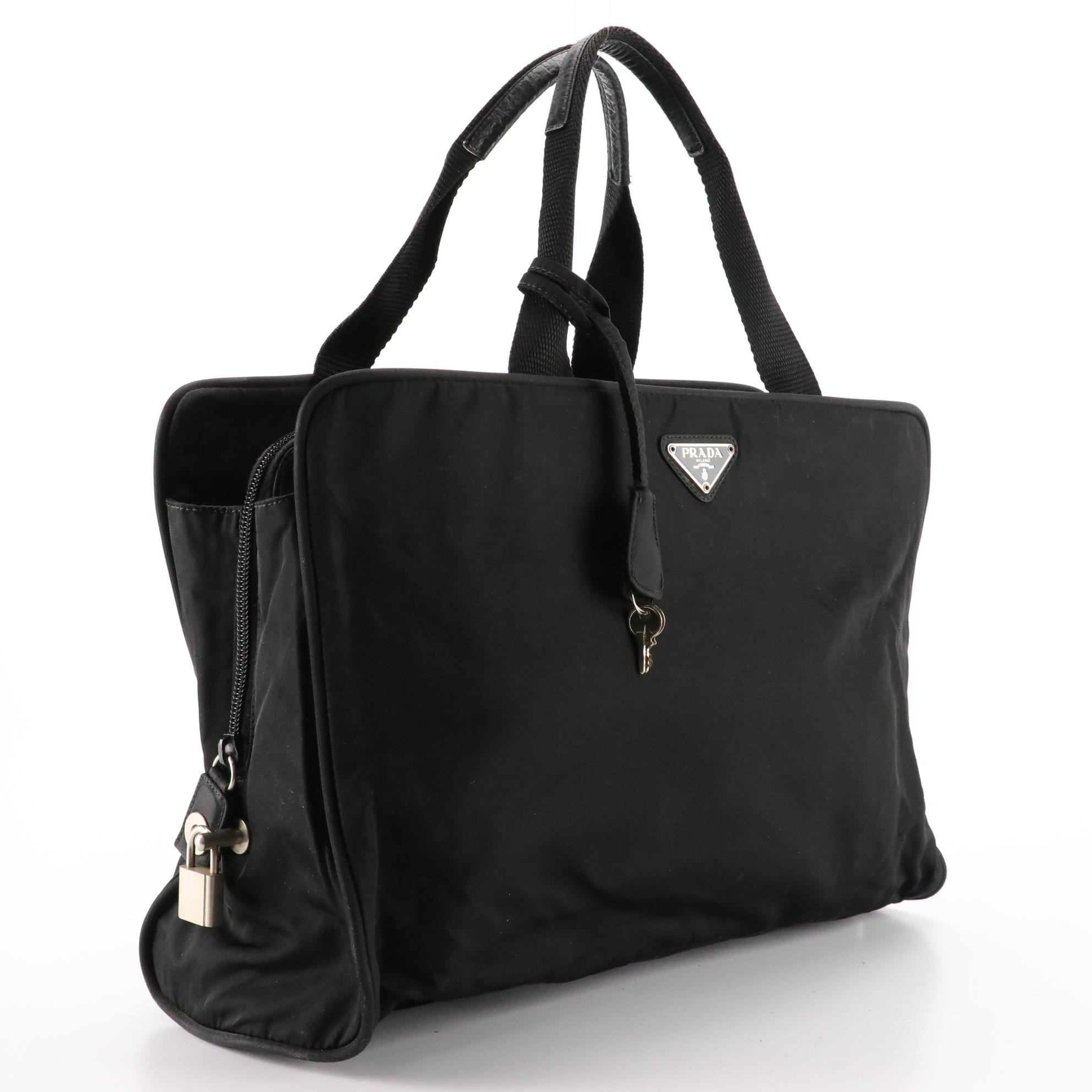 Prada Tessuto Nylon Tote with Leather Accents