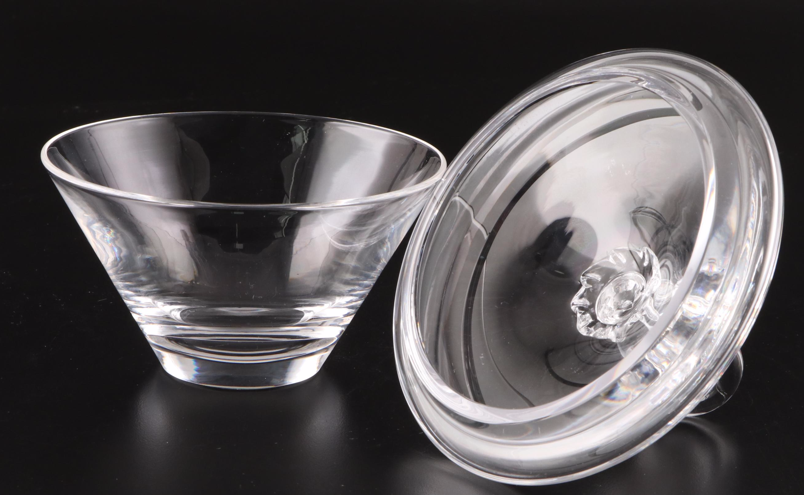 Steuben Art Glass Ram's Head Covered Candy Dish, Mid/Late 20th Century