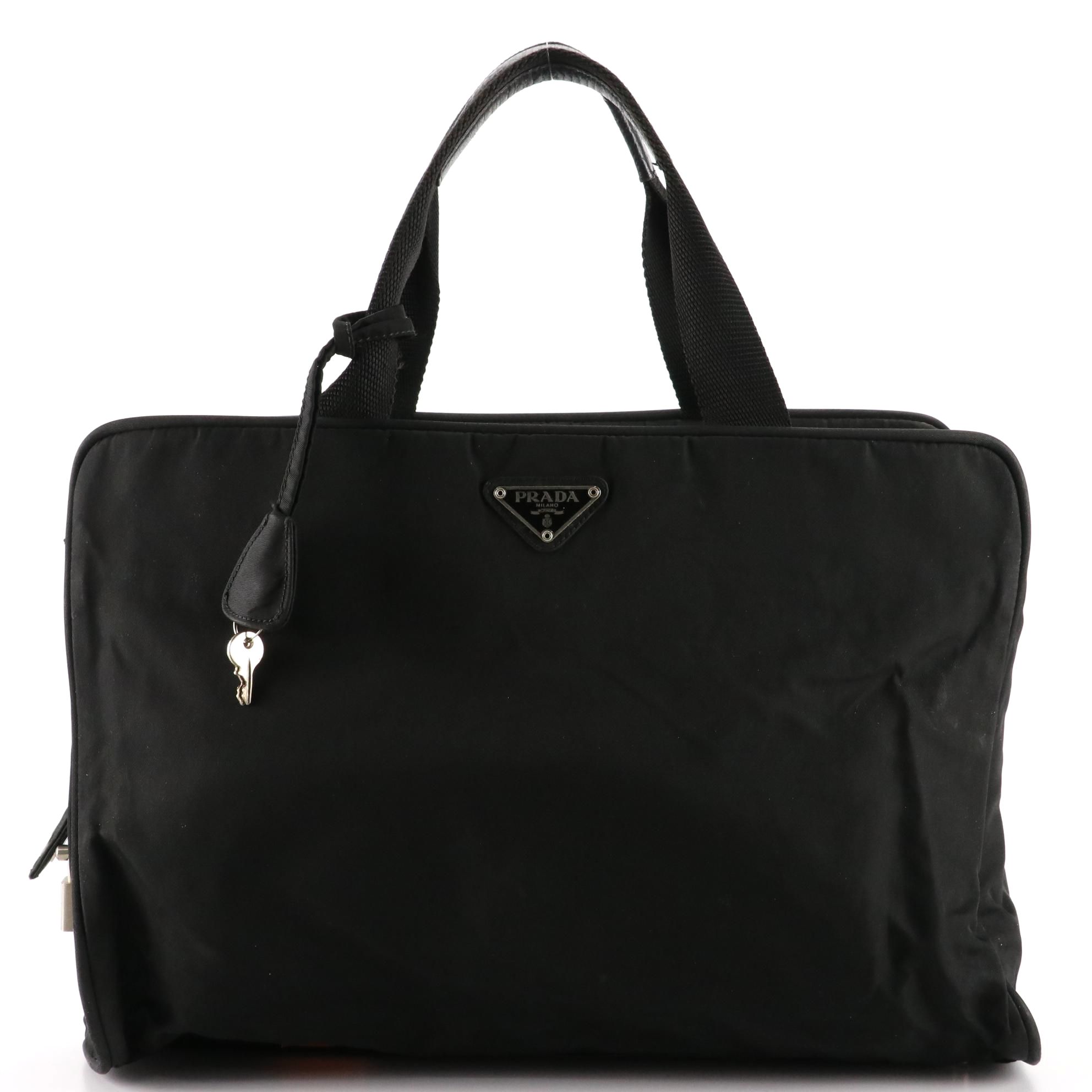 Prada Tessuto Nylon Tote with Leather Accents