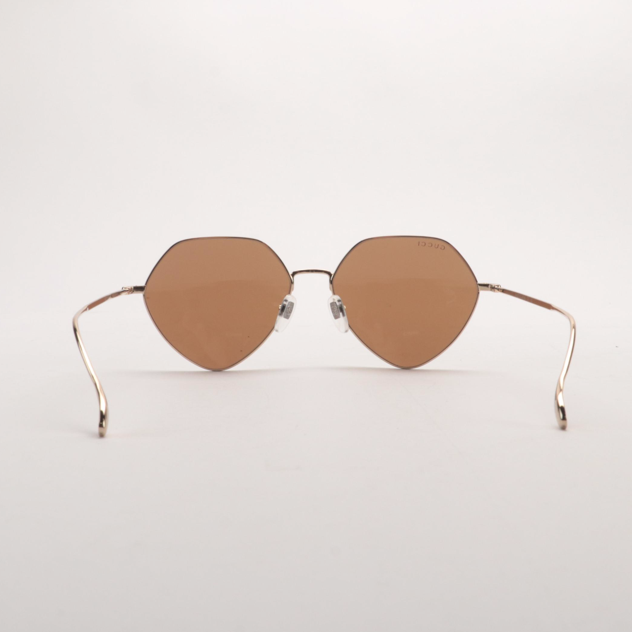 Gucci GG1182S Gold and Brown Geometric Sunglasses with Case