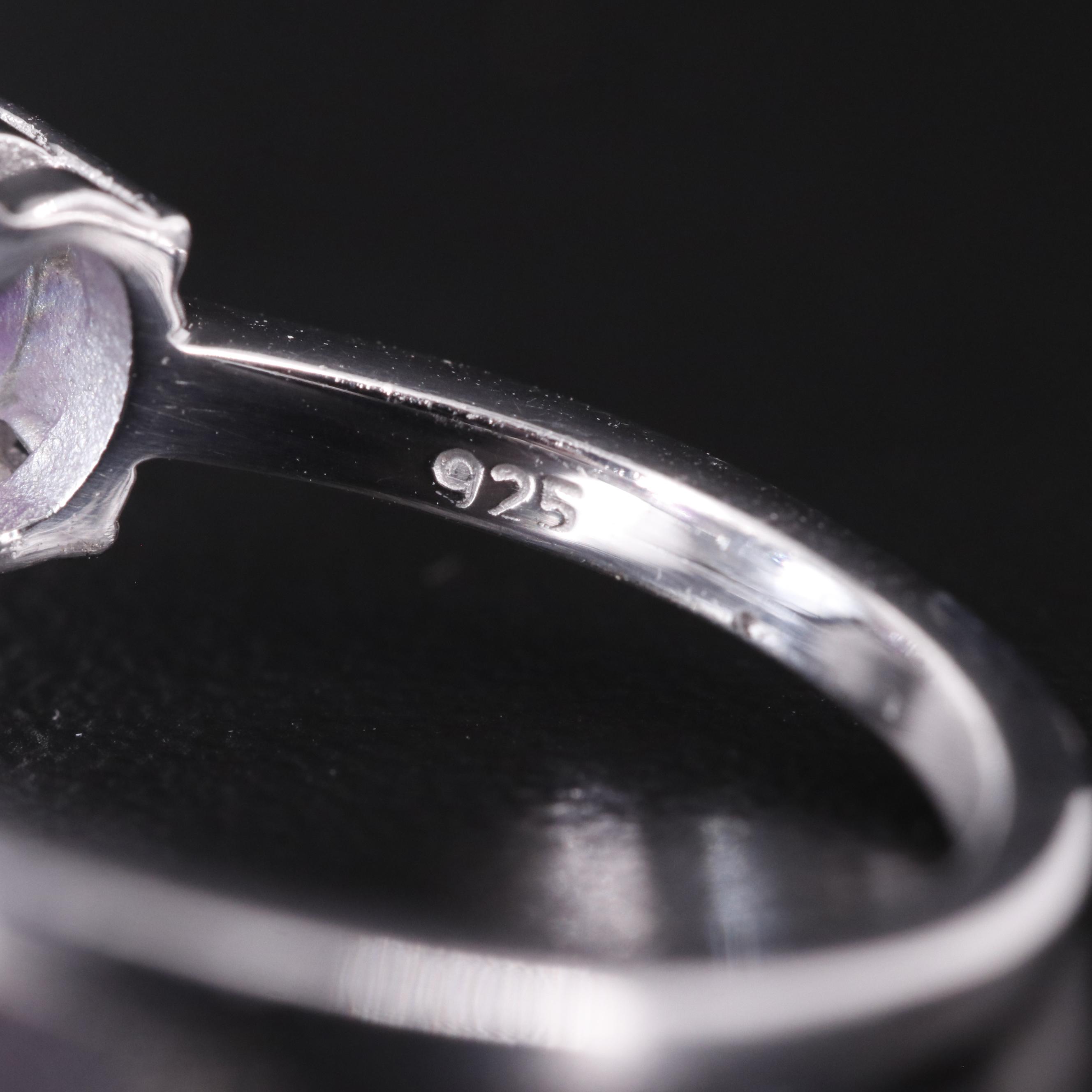 Sterling Blue Topaz and Amethyst Ring