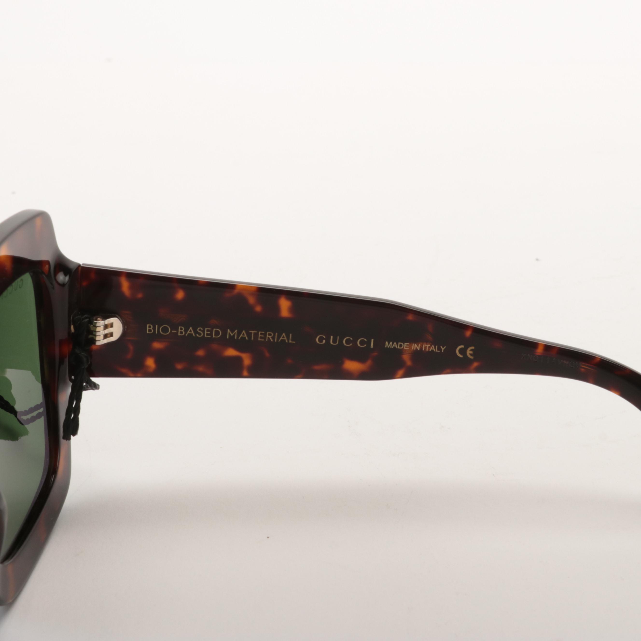Gucci GG1111S Havana Green Square Sunglasses with Case