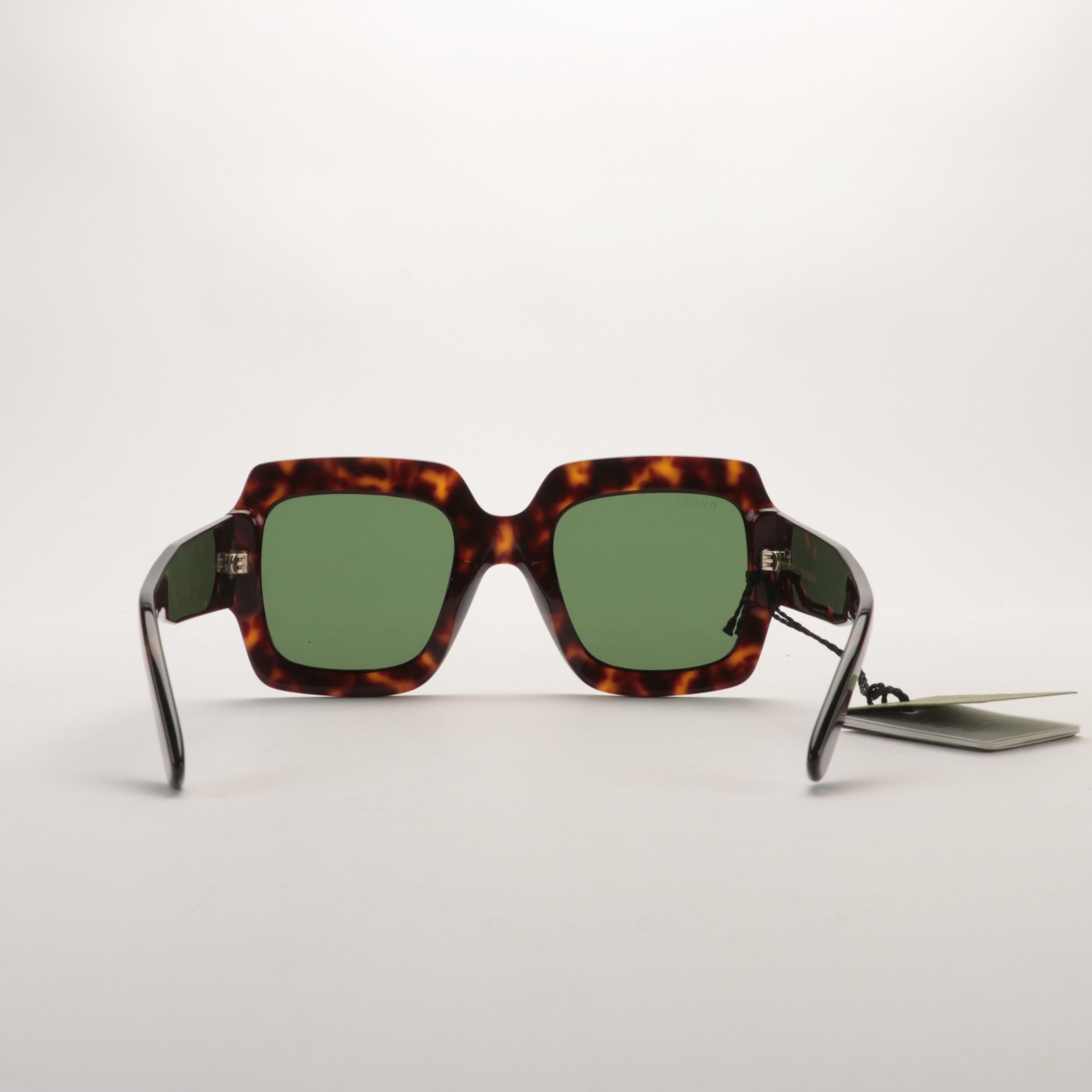Gucci GG1111S Havana Green Square Sunglasses with Case