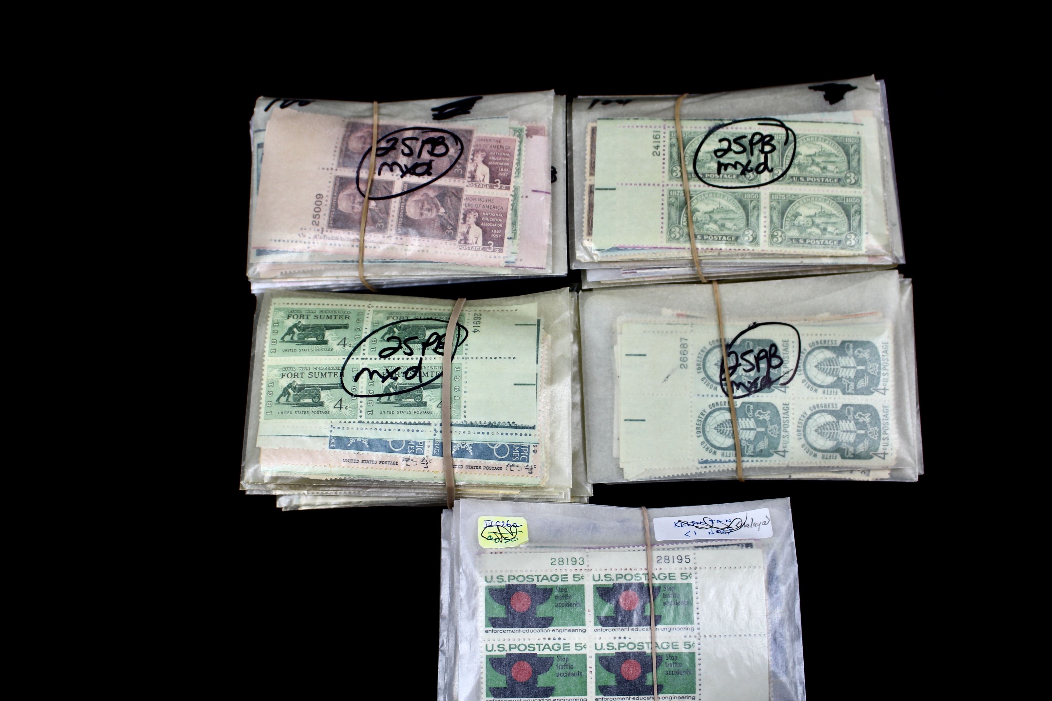 1,200 U.S. Postage Stamp Plate Blocks, 1940s to 1960s