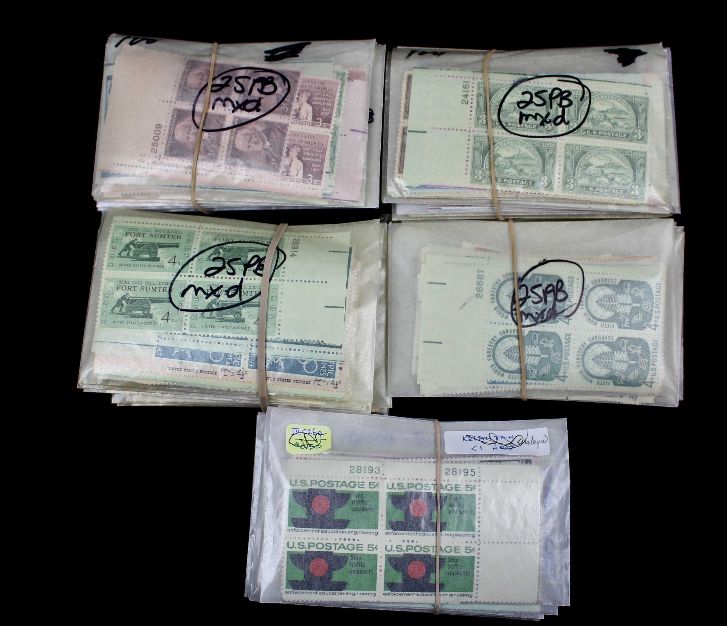 1,200 U.S. Postage Stamp Plate Blocks, 1940s to 1960s