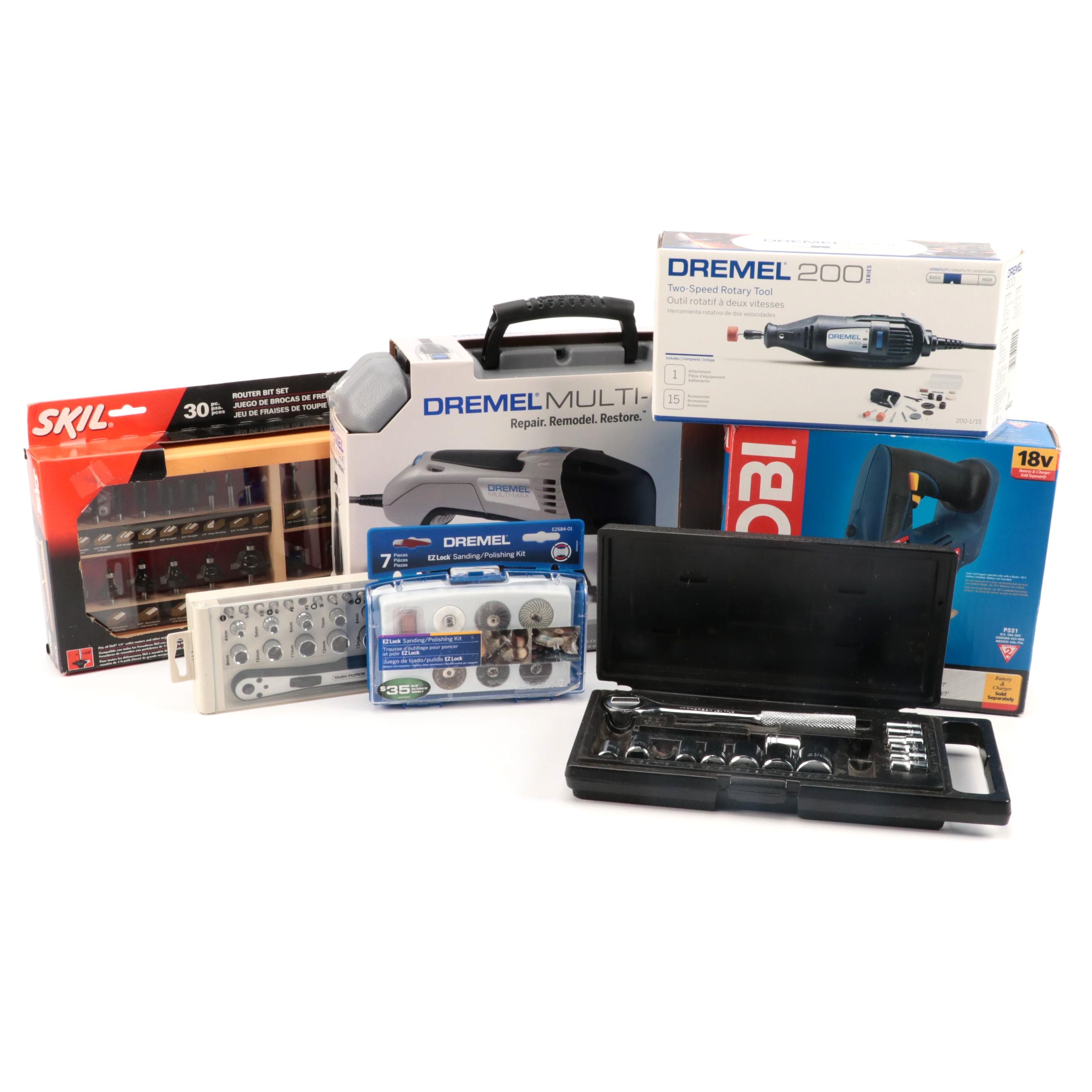 Dremel Multi-Tool, Multi-Max, SKIL Router Bit Sets, Ryobi Orbital Jig Saw, More