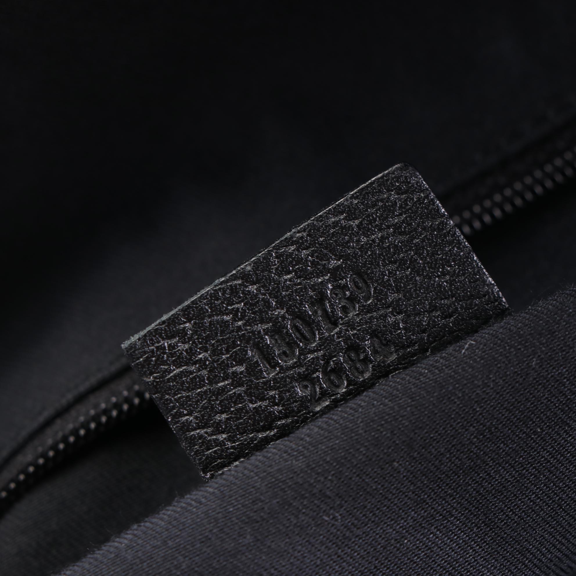 Gucci Abbey D-Ring Tote in Black GG Canvas and Cinghiale Leather