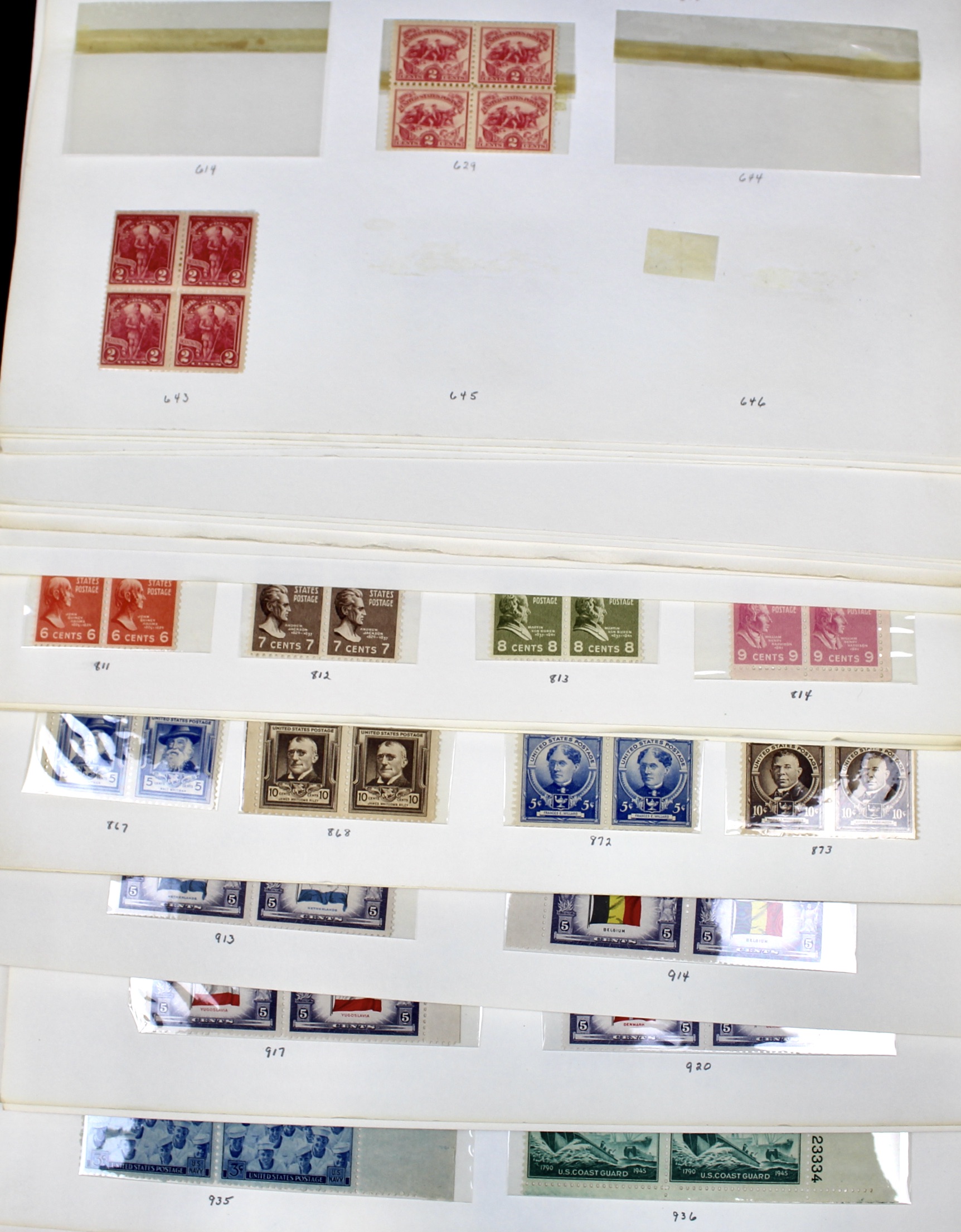 Earlier Collection of U.S. Postage Stamp Blocks and Plate Blocks, 1920s-1940s
