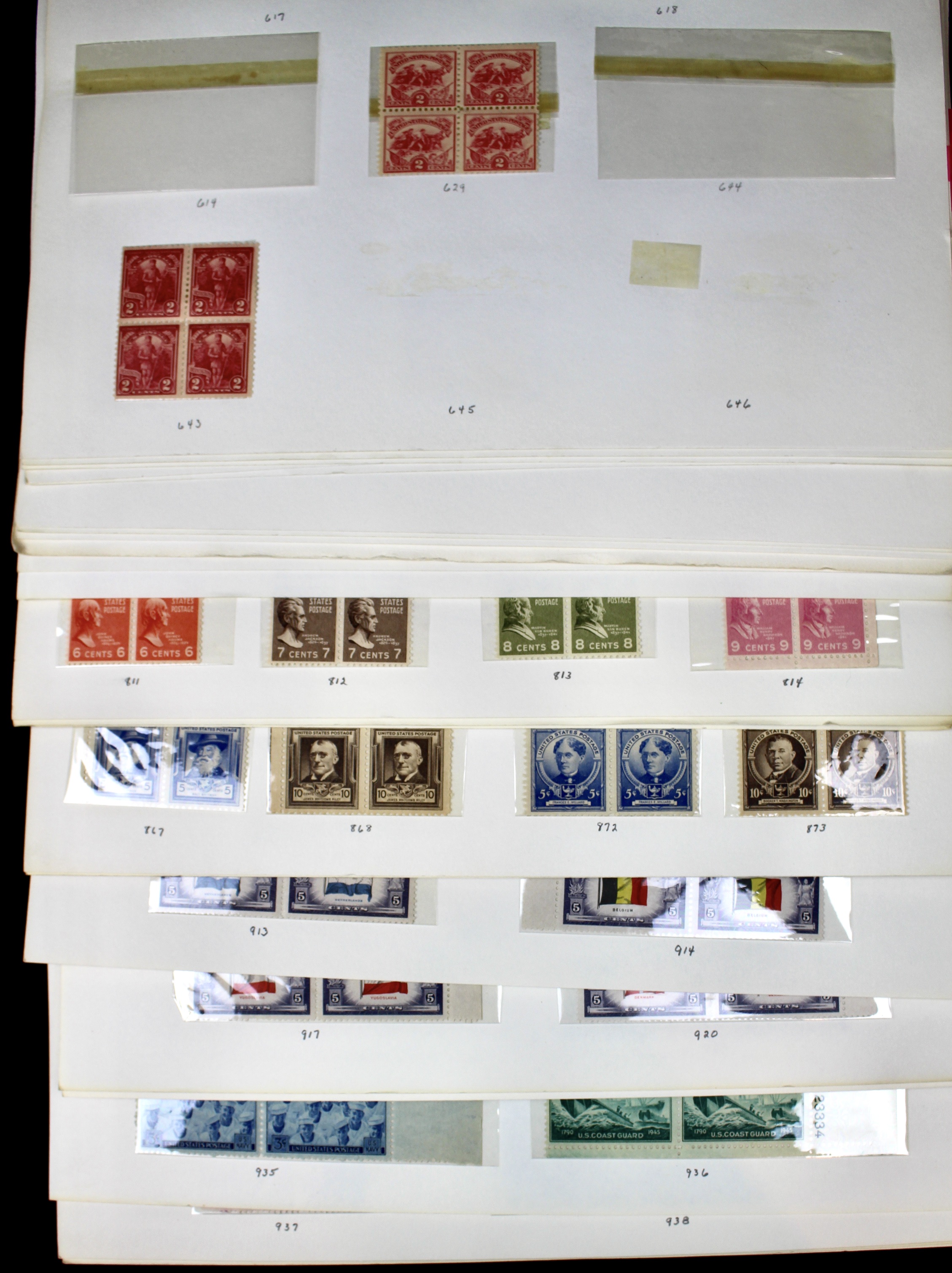Earlier Collection of U.S. Postage Stamp Blocks and Plate Blocks, 1920s-1940s