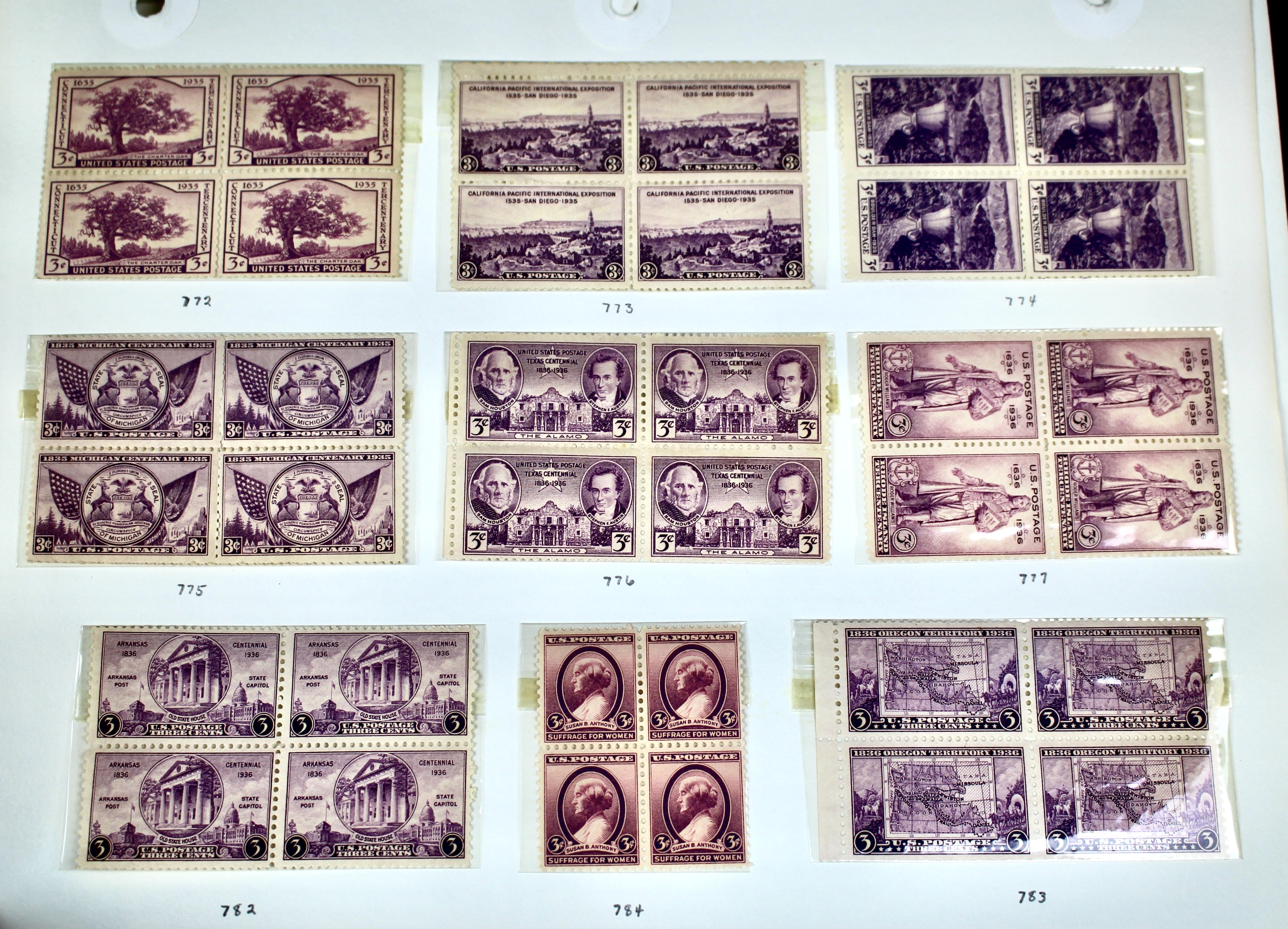 Earlier Collection of U.S. Postage Stamp Blocks and Plate Blocks, 1920s-1940s