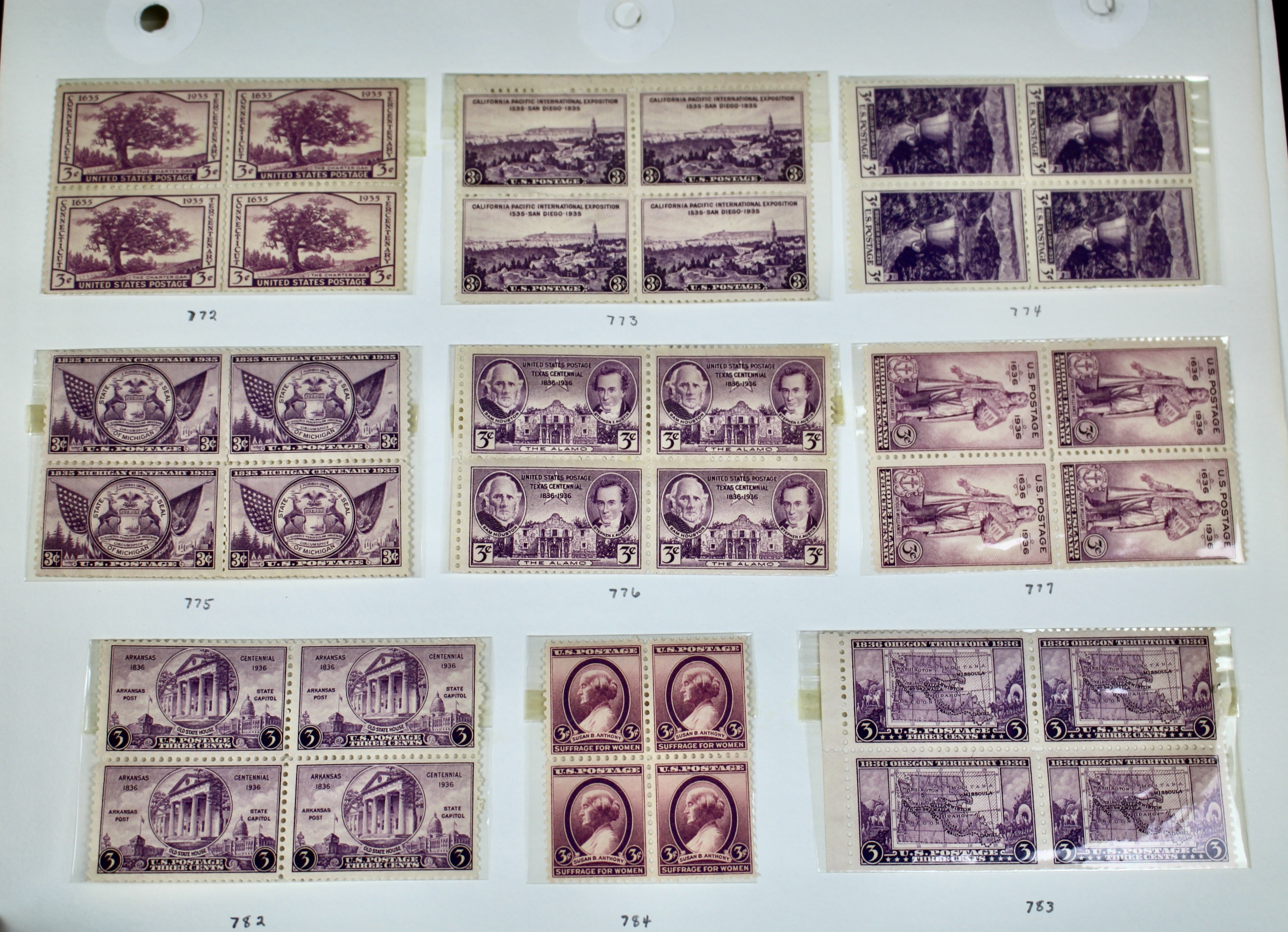 Earlier Collection of U.S. Postage Stamp Blocks and Plate Blocks, 1920s-1940s