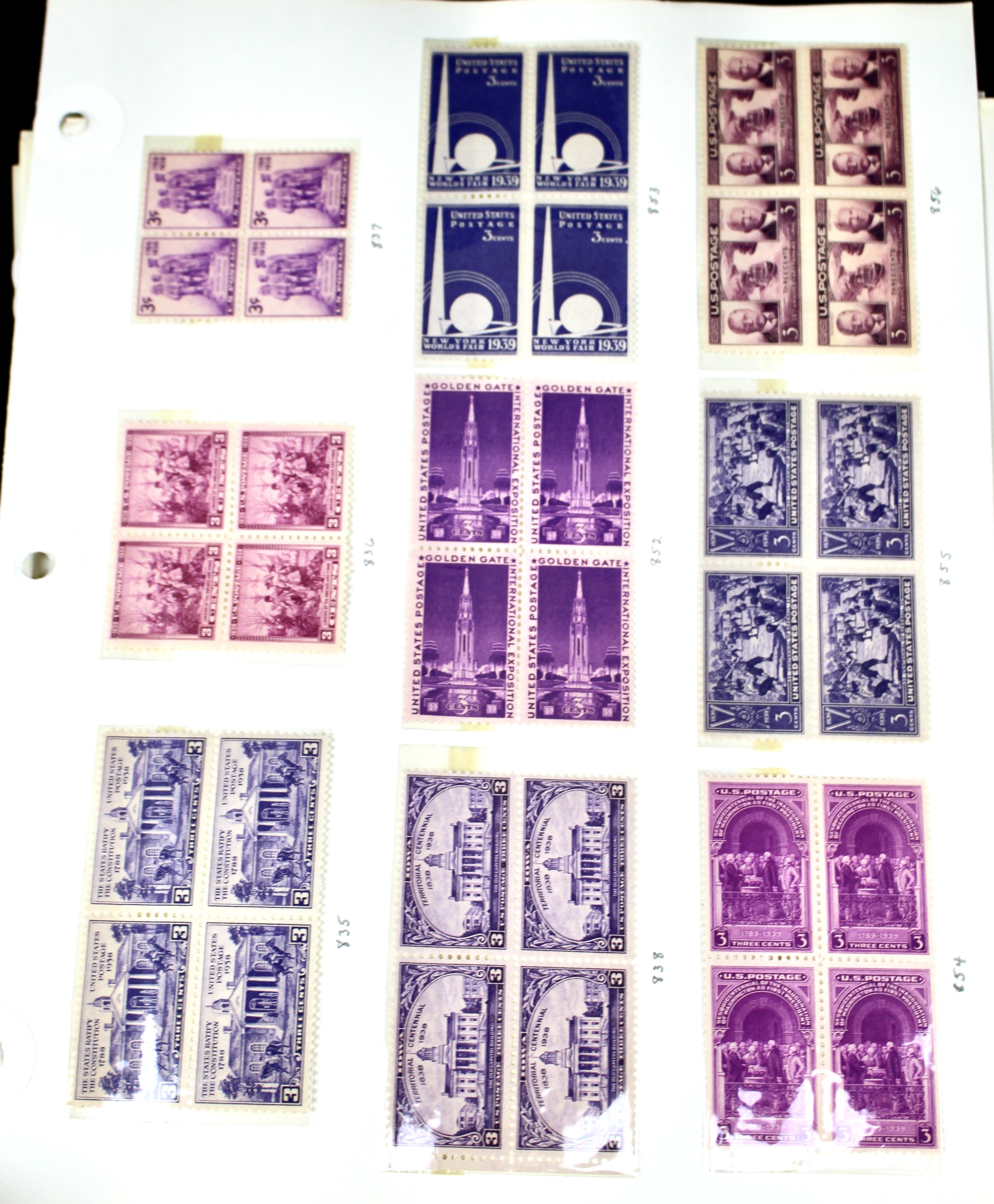 Earlier Collection of U.S. Postage Stamp Blocks and Plate Blocks, 1920s-1940s