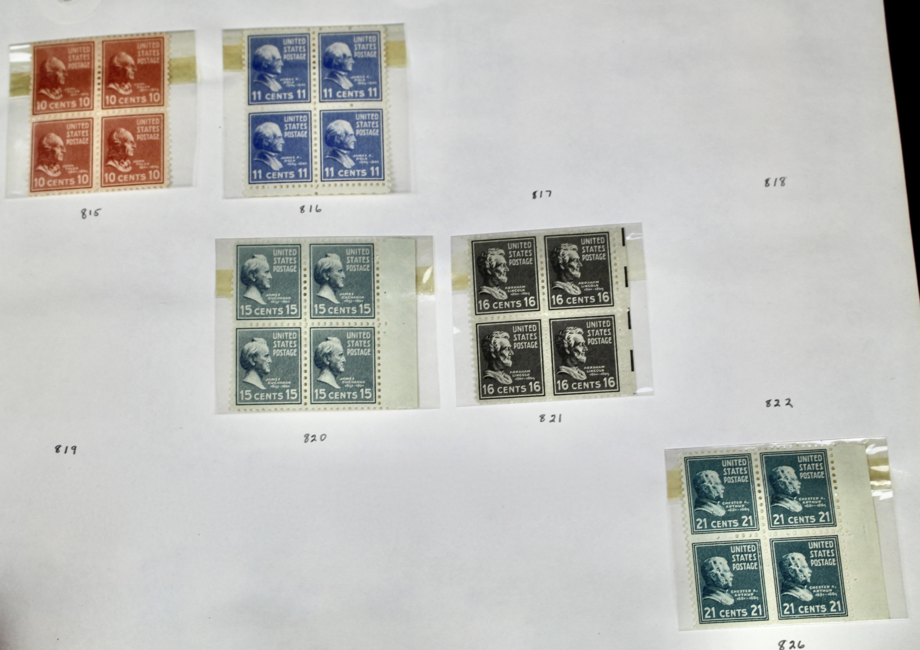 Earlier Collection of U.S. Postage Stamp Blocks and Plate Blocks, 1920s-1940s