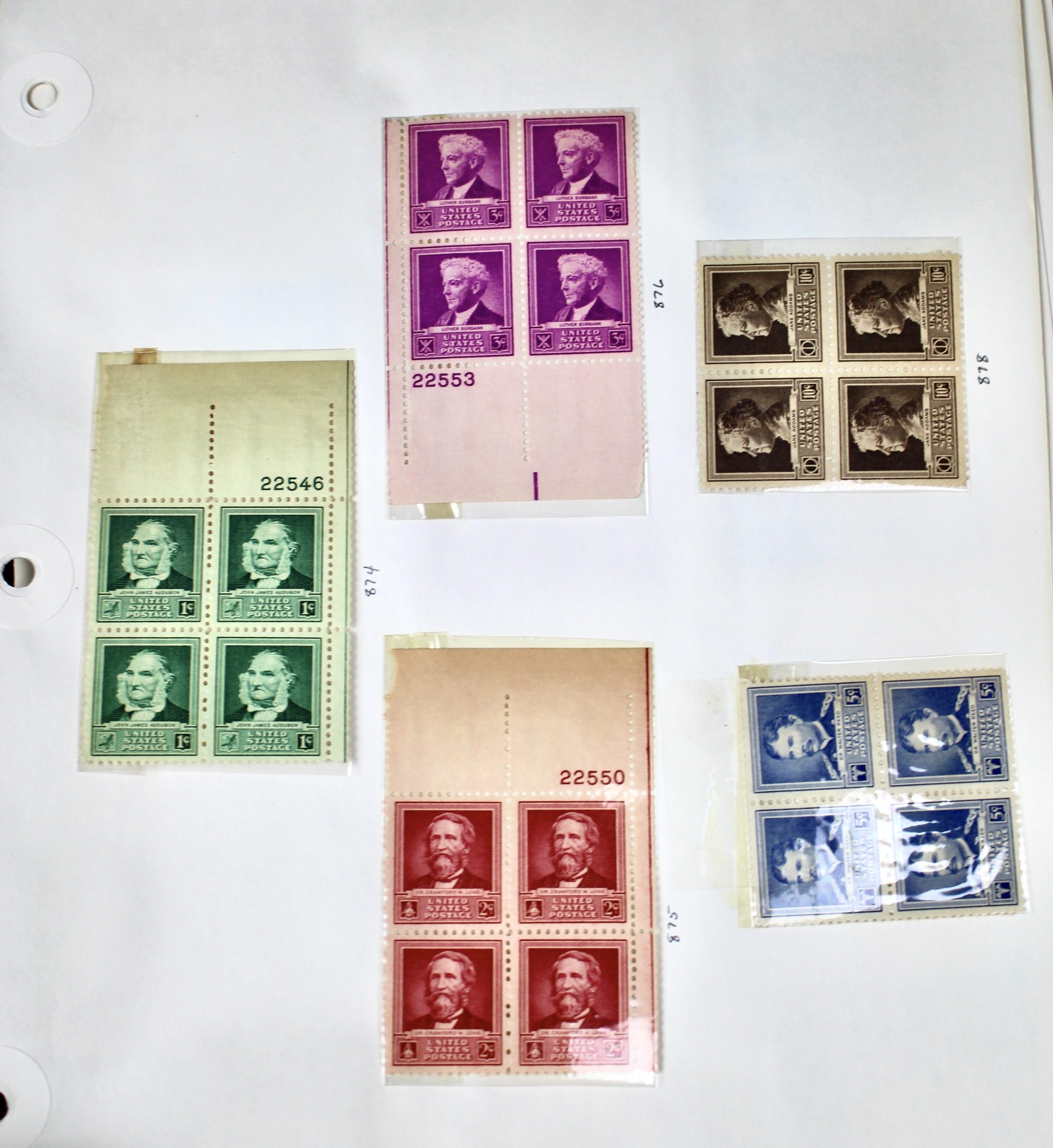 Earlier Collection of U.S. Postage Stamp Blocks and Plate Blocks, 1920s-1940s