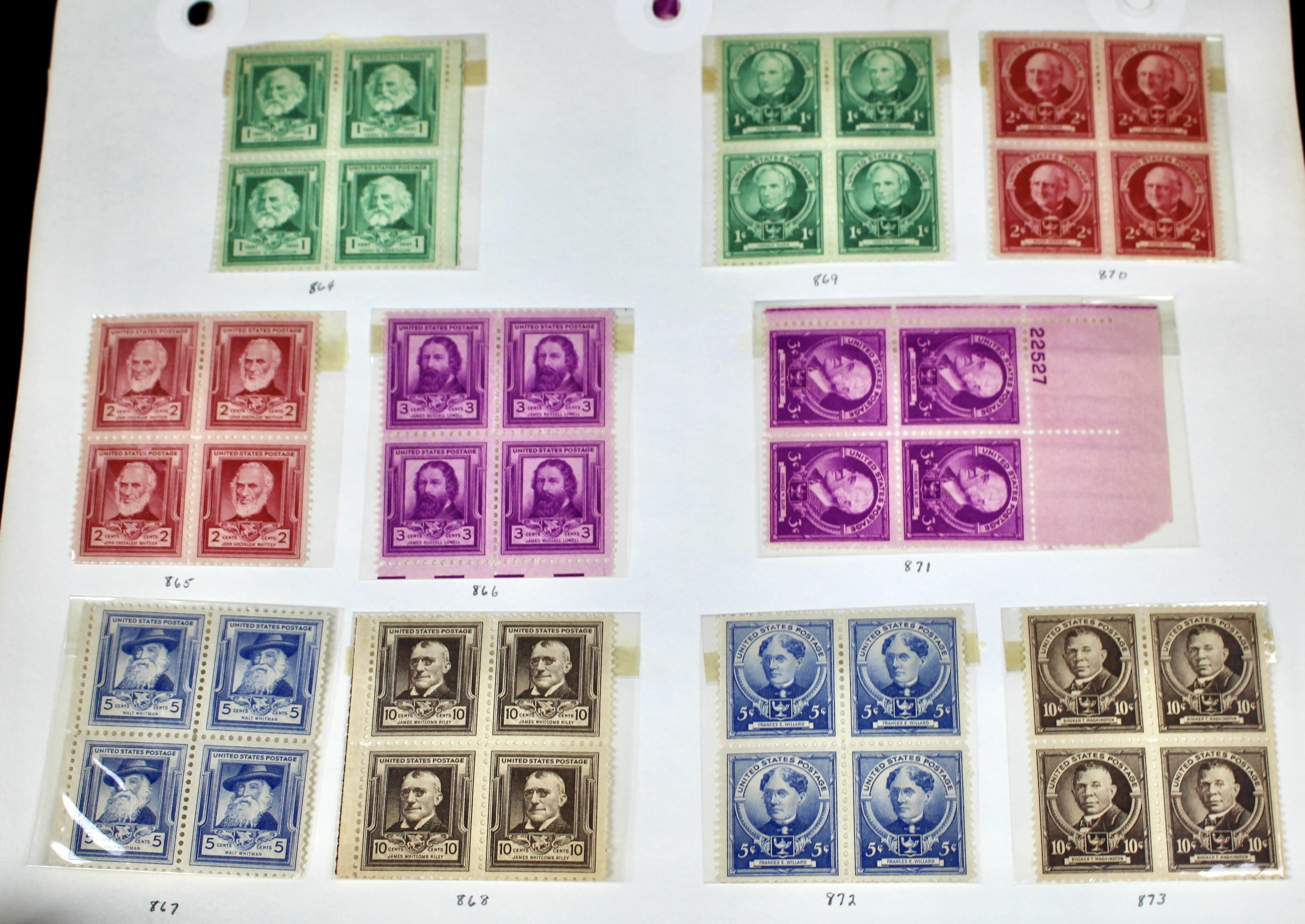 Earlier Collection of U.S. Postage Stamp Blocks and Plate Blocks, 1920s-1940s