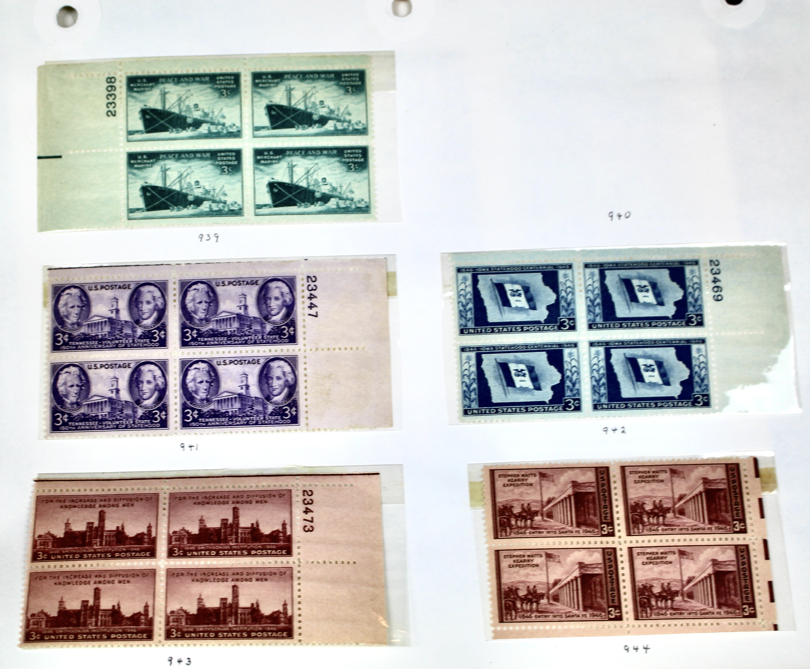 Earlier Collection of U.S. Postage Stamp Blocks and Plate Blocks, 1920s-1940s