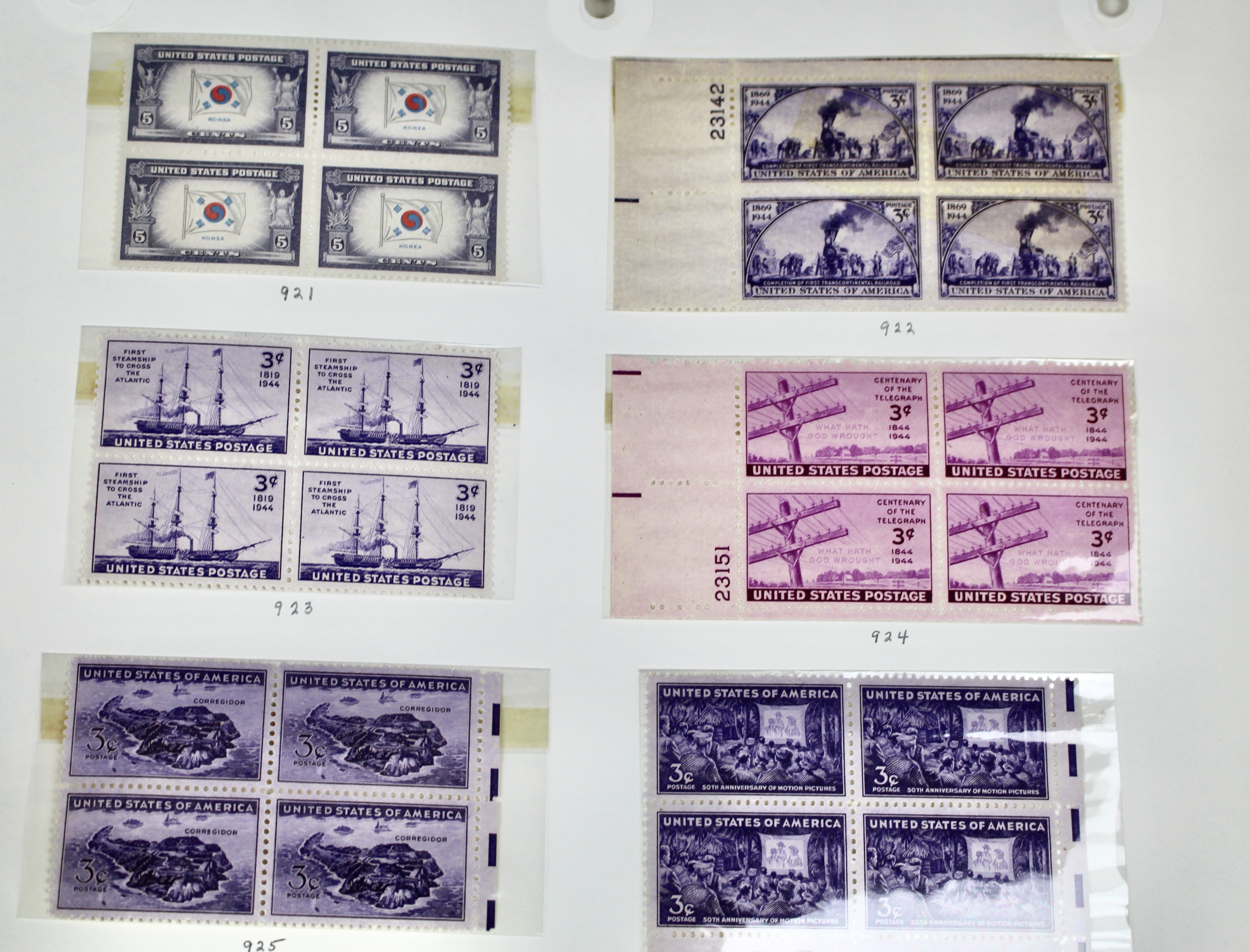 Earlier Collection of U.S. Postage Stamp Blocks and Plate Blocks, 1920s-1940s