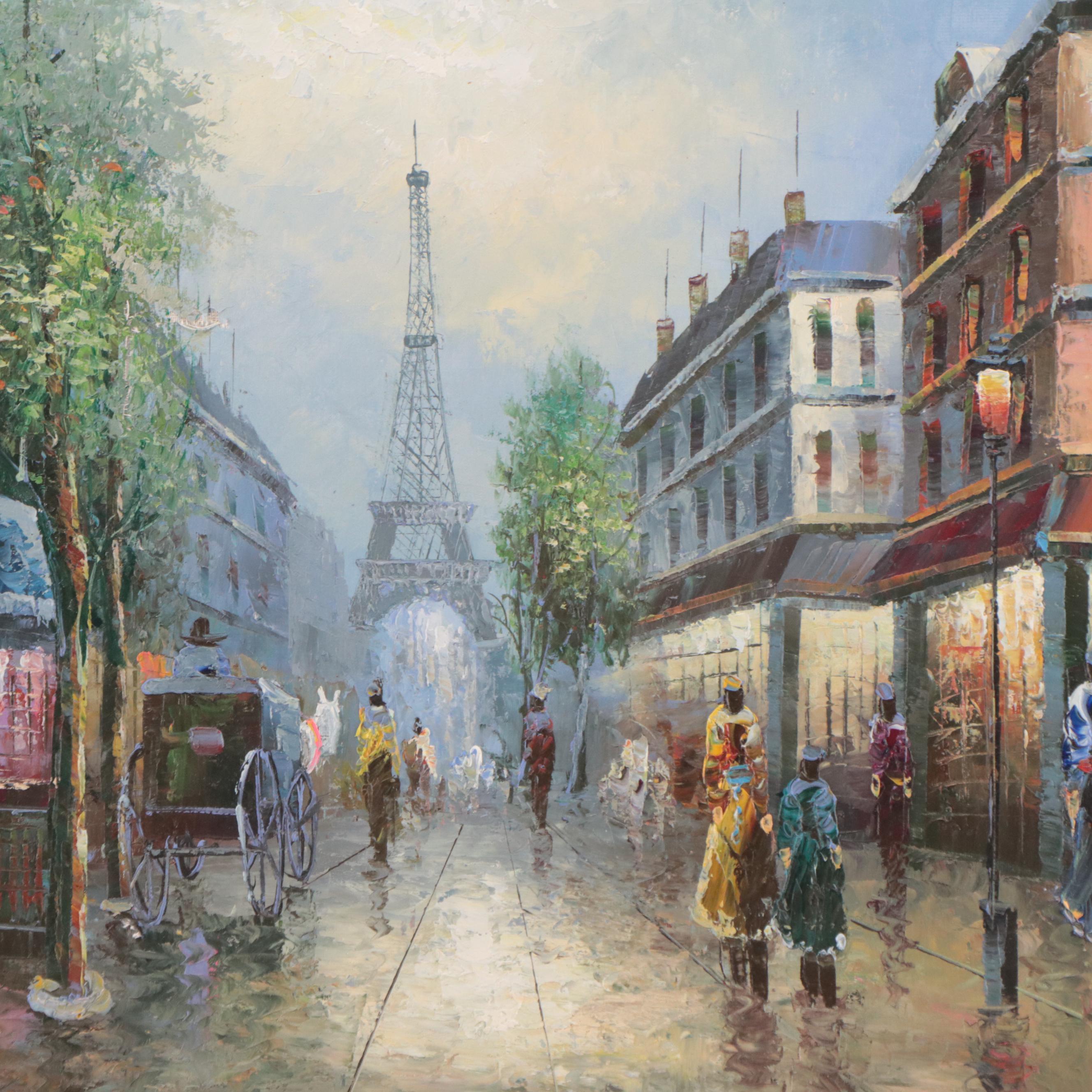 Oil Painting of Paris Street Scene