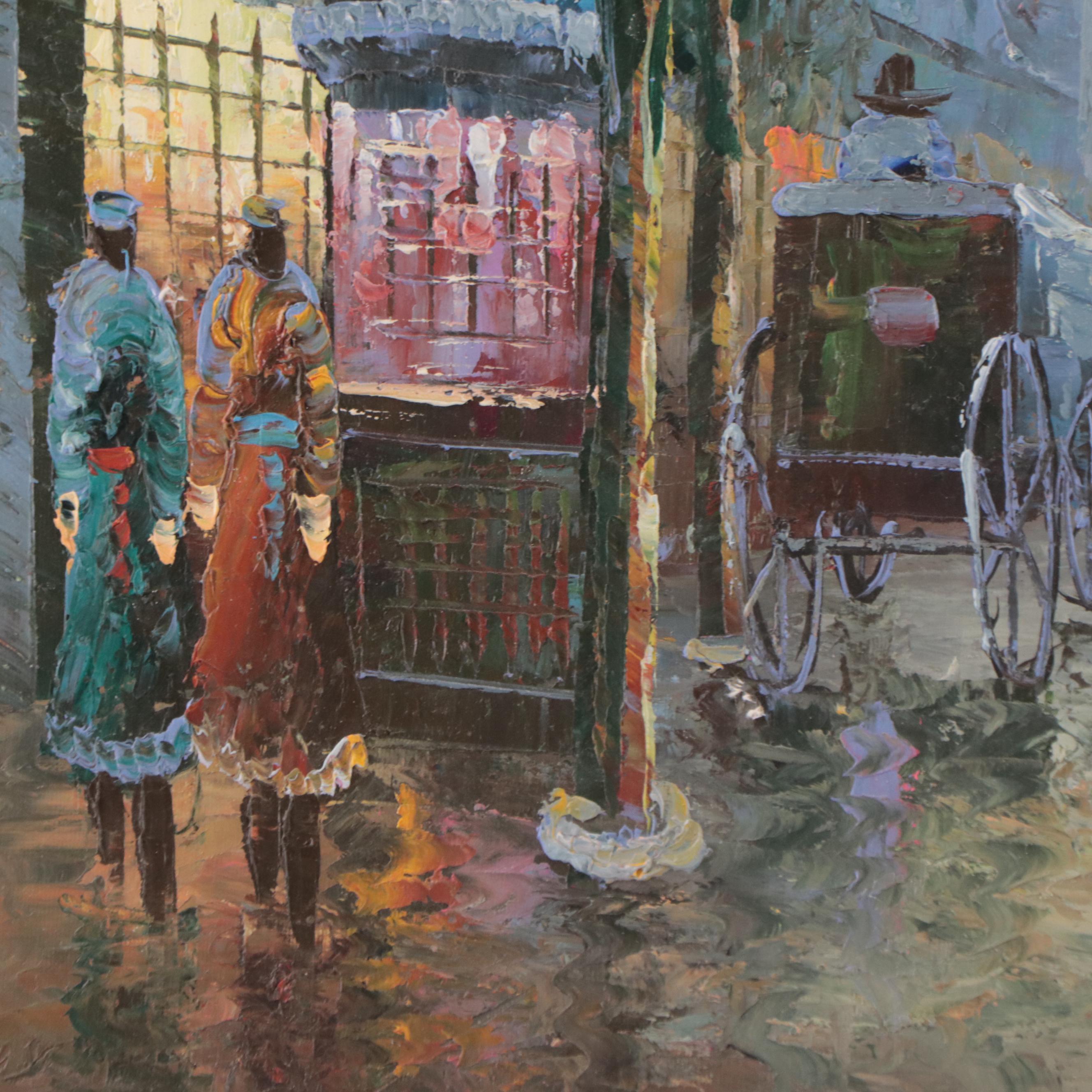 Oil Painting of Paris Street Scene