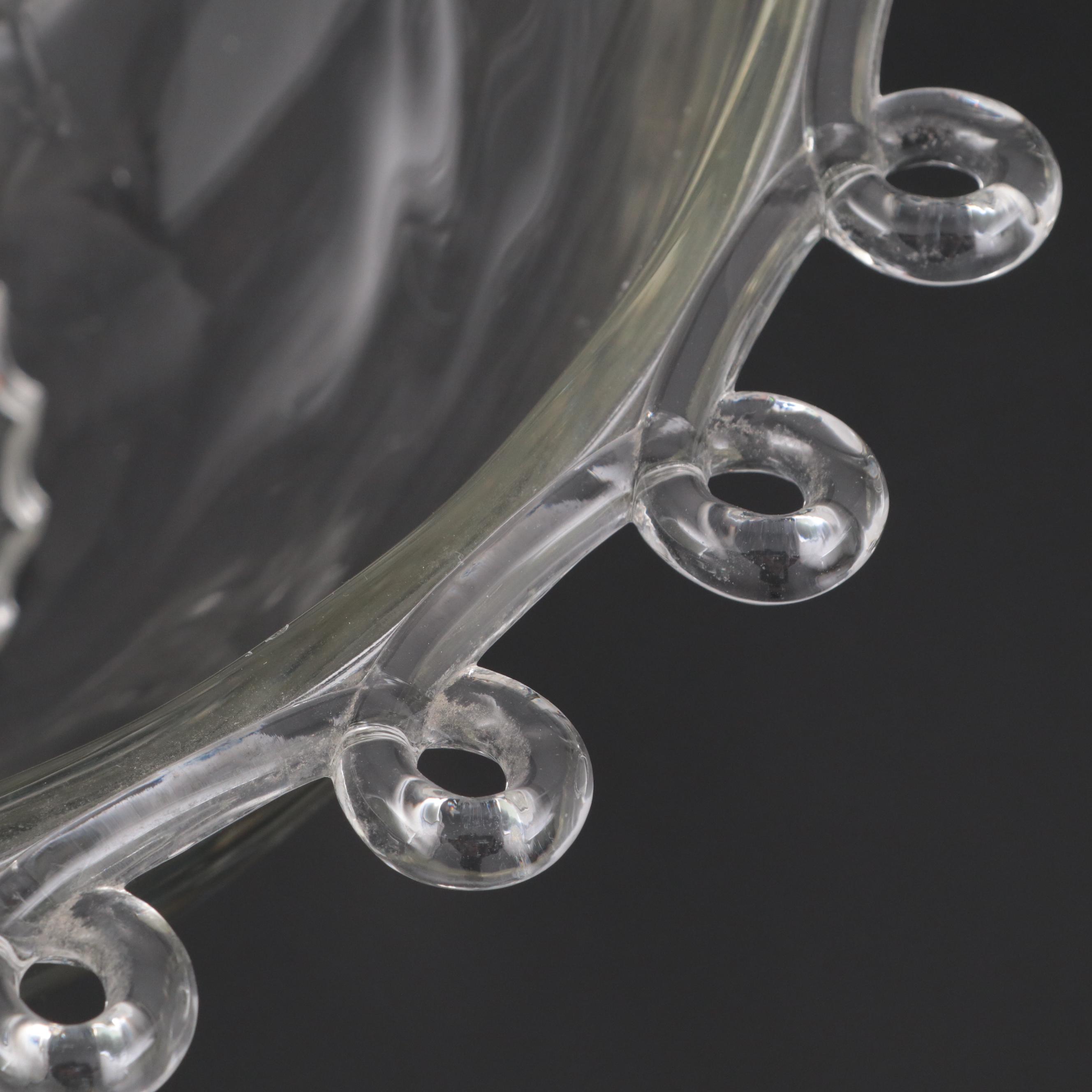 Heisey "Lariat" Blown Glass Punch Bowl and Ladle with Cups, circa 1948