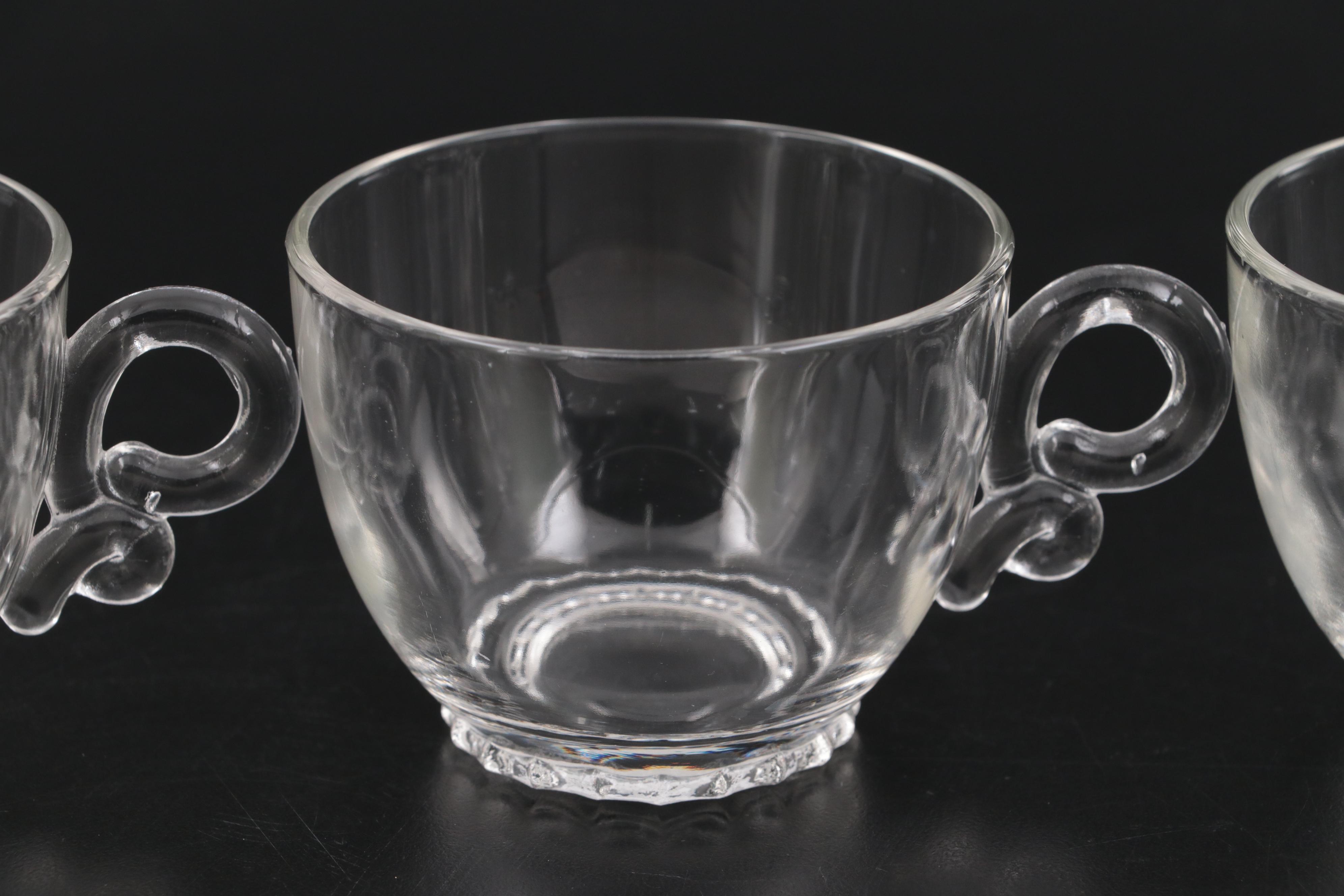 Heisey "Lariat" Blown Glass Punch Bowl and Ladle with Cups, circa 1948